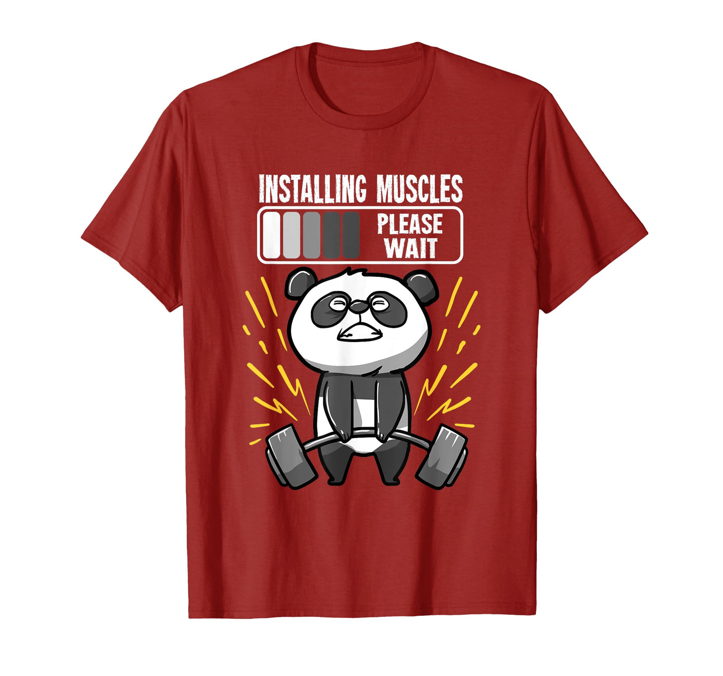 Funny Panda Installing Muscles Please Wait Gym Fitness T-Shirt