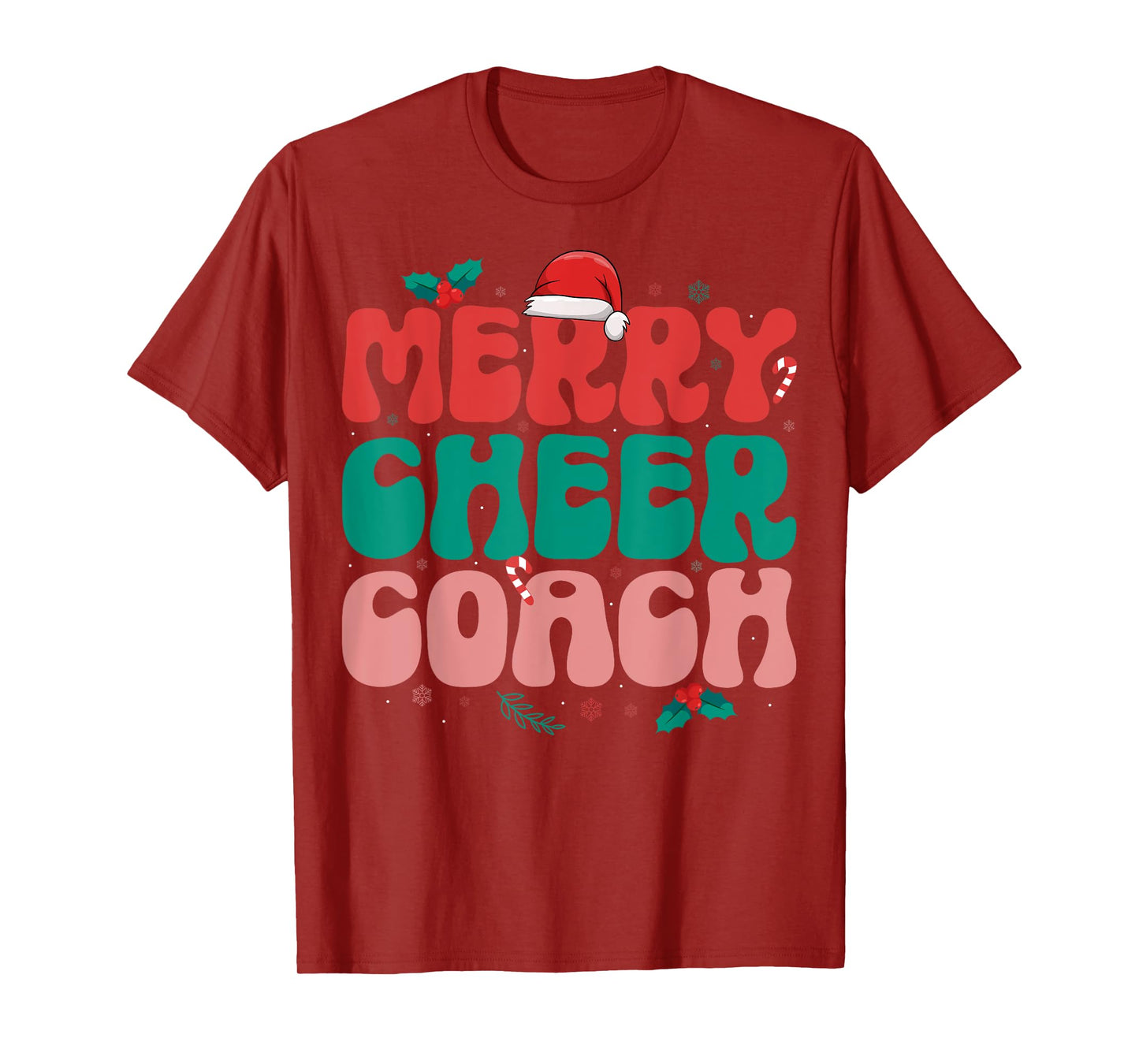 Merry Cheer Coach - Santa Hat Cheerleader Coach Christmas T-Shirt
