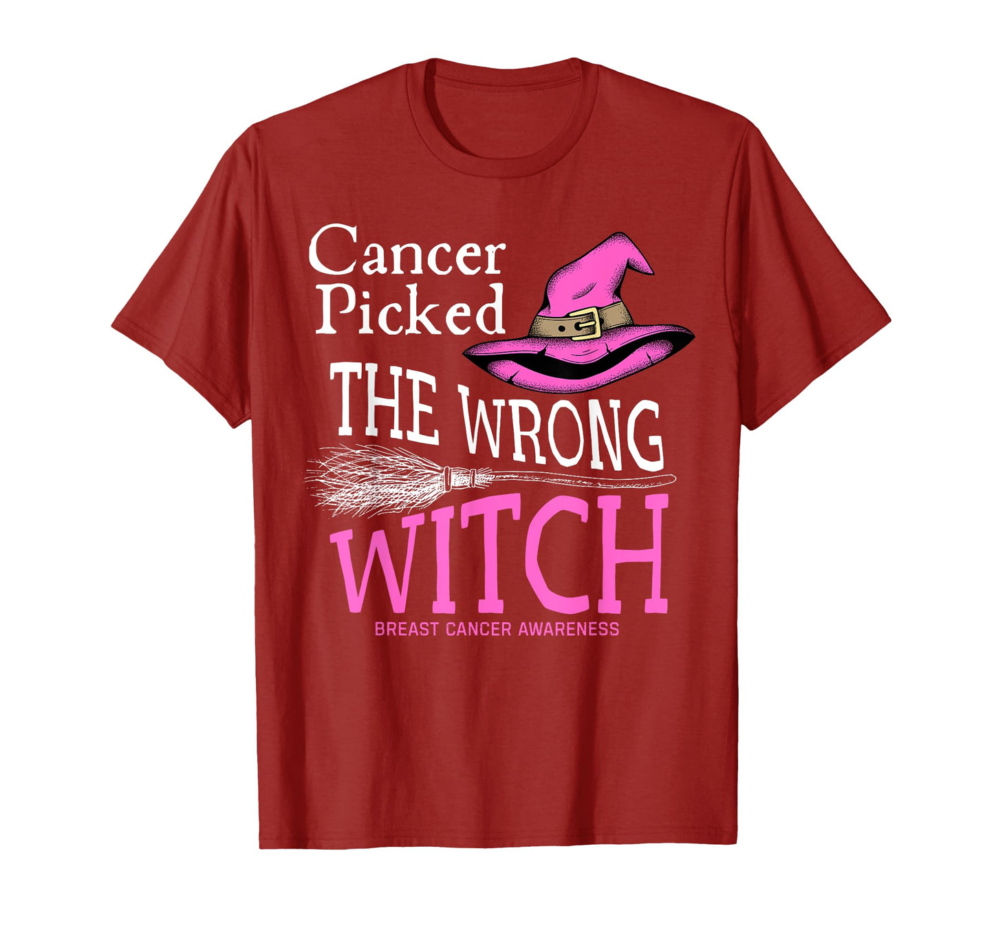 Cancer Picked The Wrong Witch Funny Halloween Breast Cancer T-Shirt