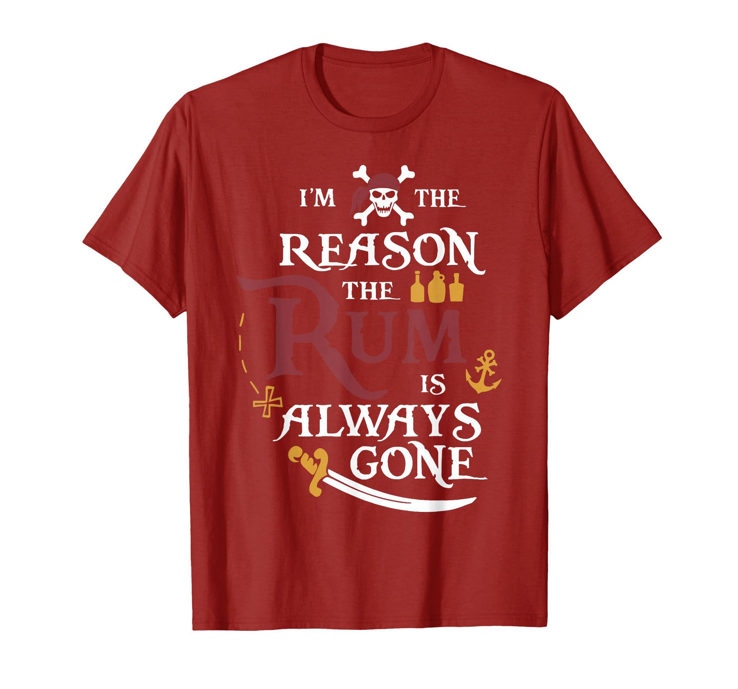 Funny Pirate Rum Tee Shirt - Unisex Adults - Black - Small - Short Sleeve - T-Shirt - Pirate Theme - Casual - Novelty T-Shirt