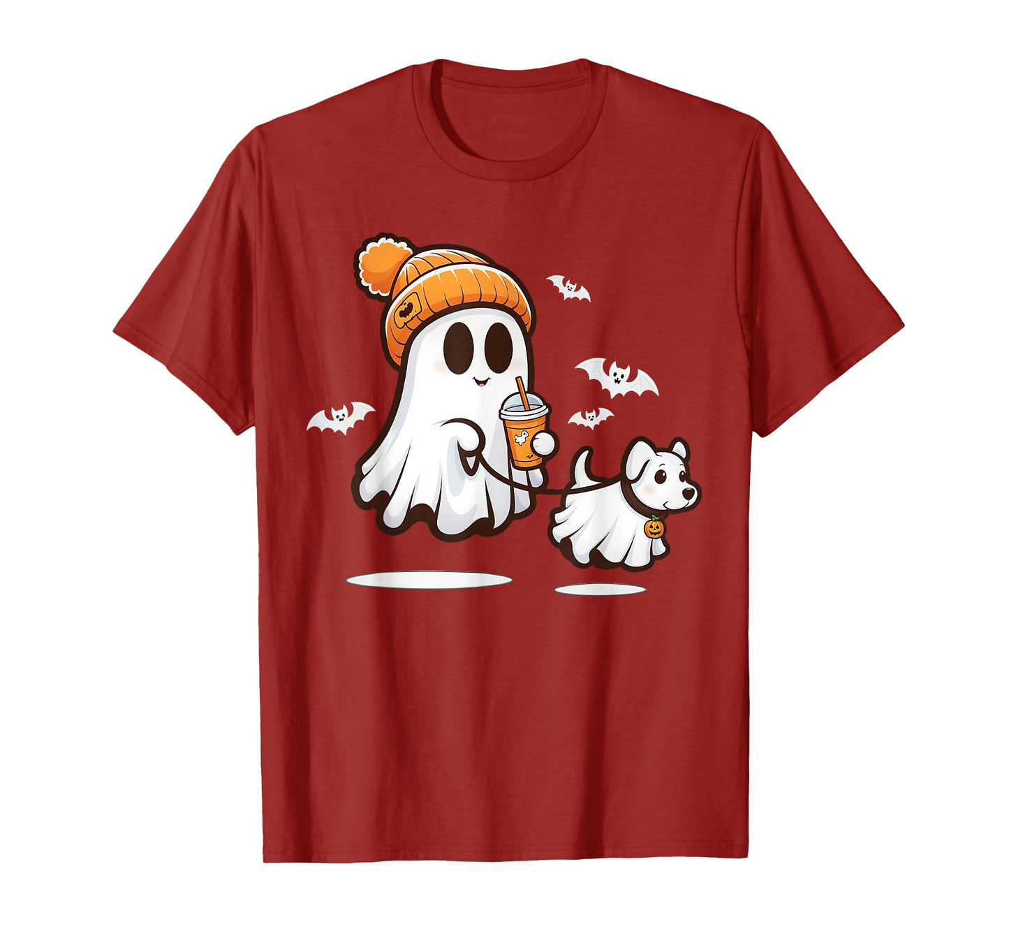 Funny Ghost Walking Dog Ghost Dog Halloween Women Men Kids T-Shirt