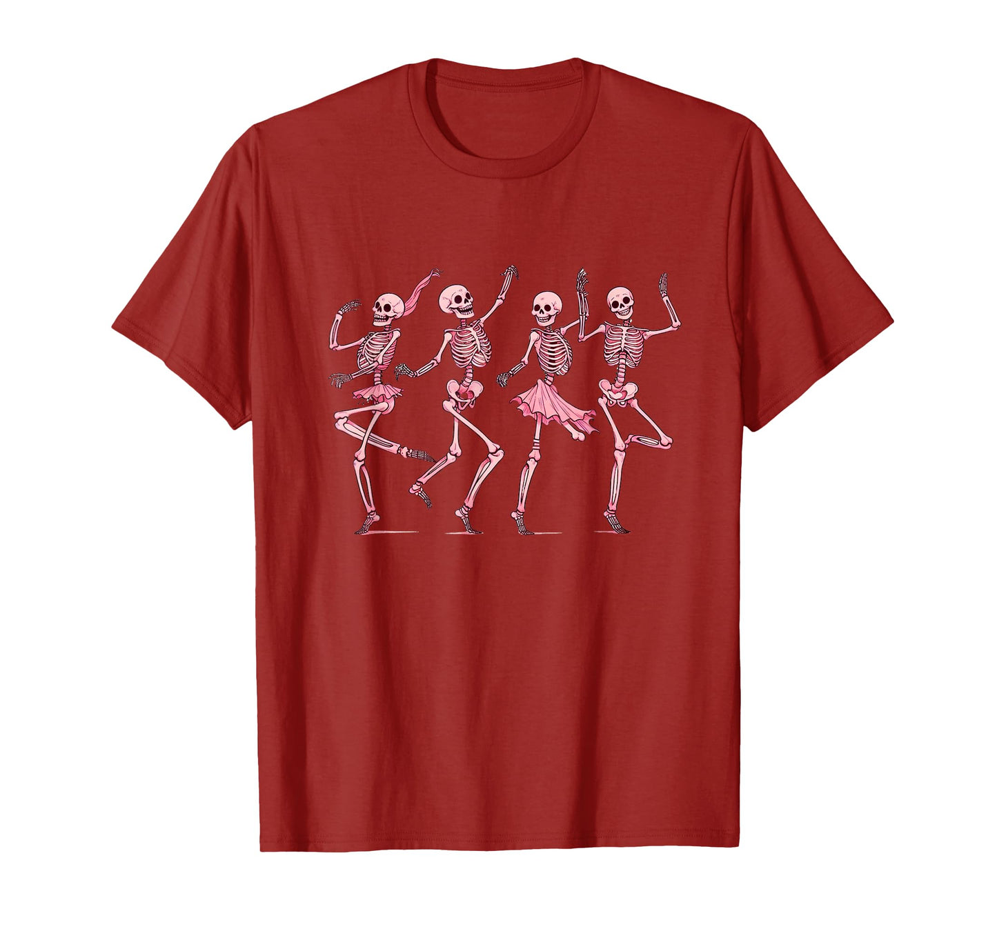 Pink Dancing Skeletons Dance Day Of Dead Halloween Women T-Shirt