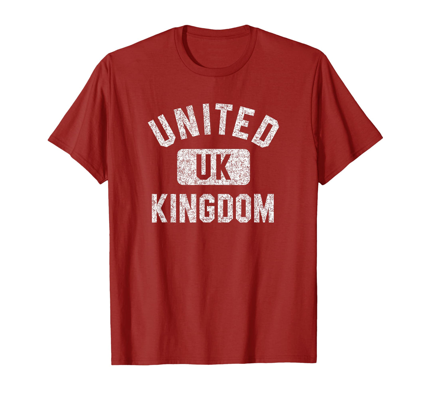 United Kingdom Gym Style Distressed White Print T-Shirt