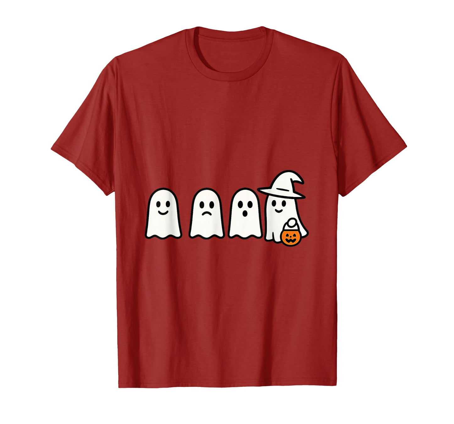 Halloween Ghosts with Witch Hat and Pumpkin Design T-Shirt
