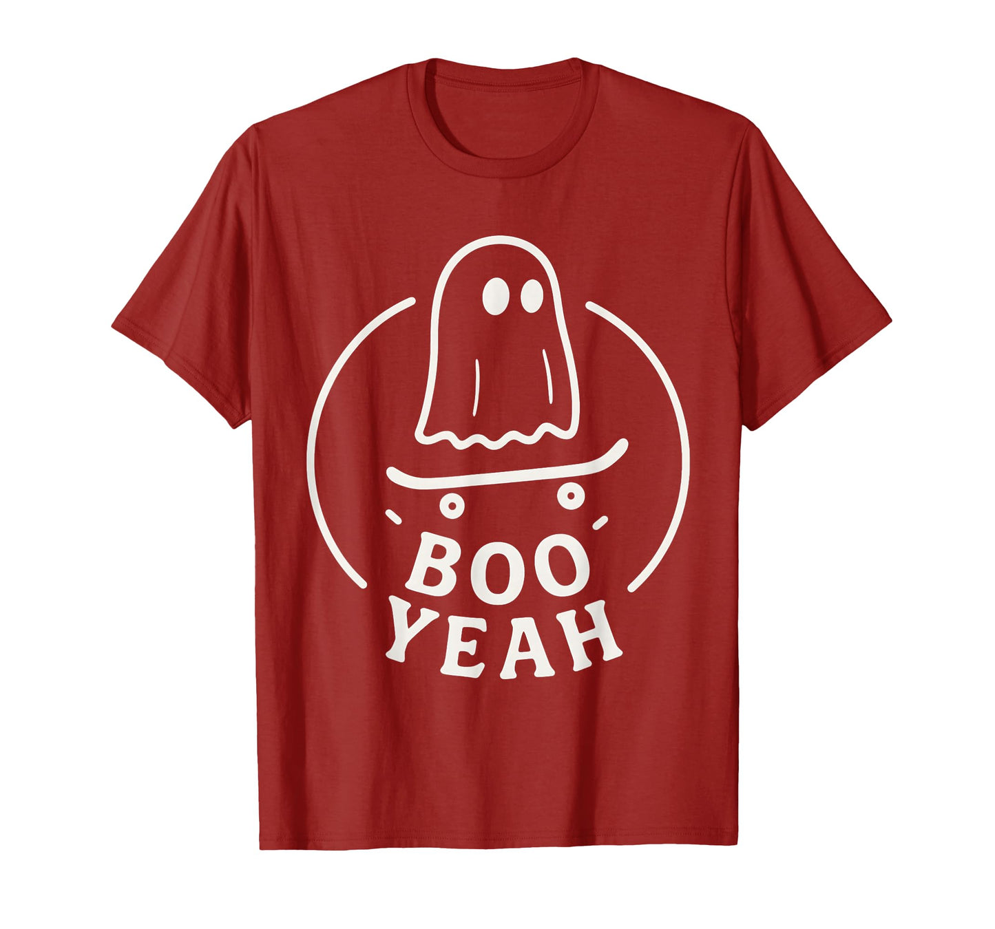 Boo Yeah Ghost On Skateboard Funny Halloween Costume T-Shirt