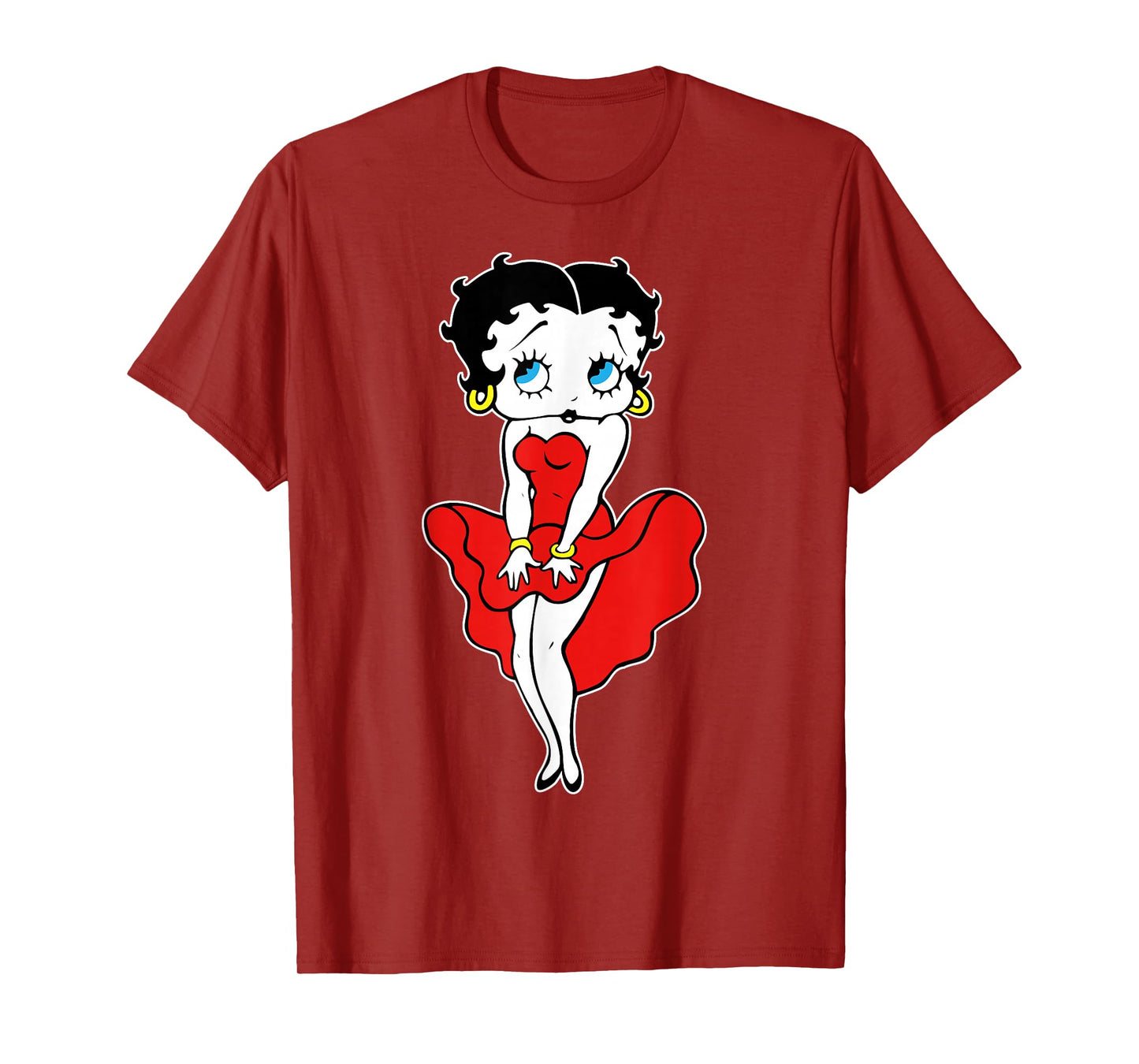 Classic Betty Boop Cartoon Character Retro Red Dress T-Shirt