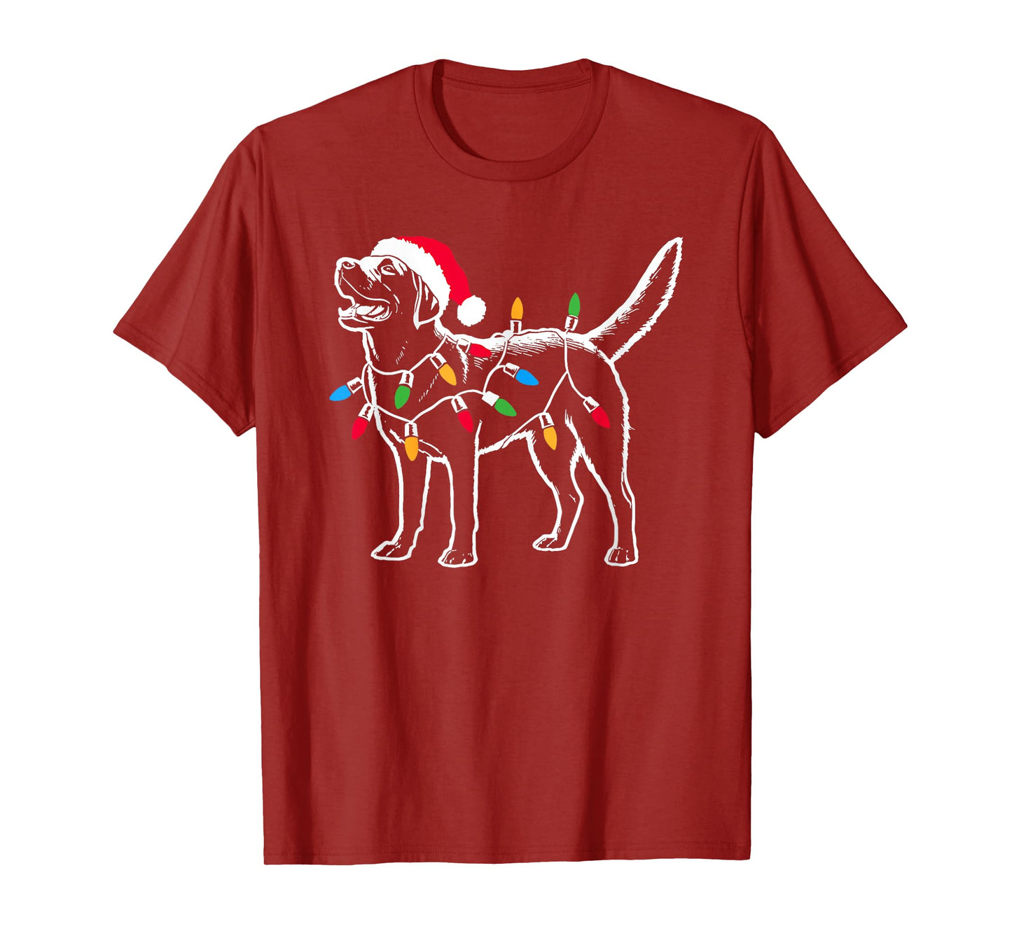 Funny Santa Labrador Retriever Christmas Lights Dog Lover T-Shirt for Men Women