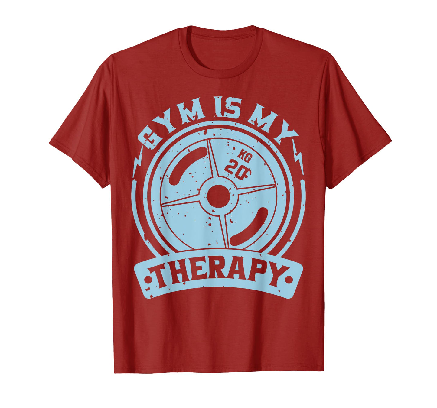Motivation Workout Gift Gym Is My Therapy Unisex-Adult T-Shirt Black Short Sleeve Modern Graphic Letter Print Crew Neck Regular Fit Cotton 70% Polyester 30% Size 6
