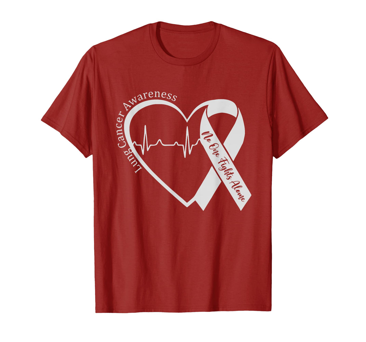 Lung Cancer Awareness Heart White Ribbon Support T-Shirt