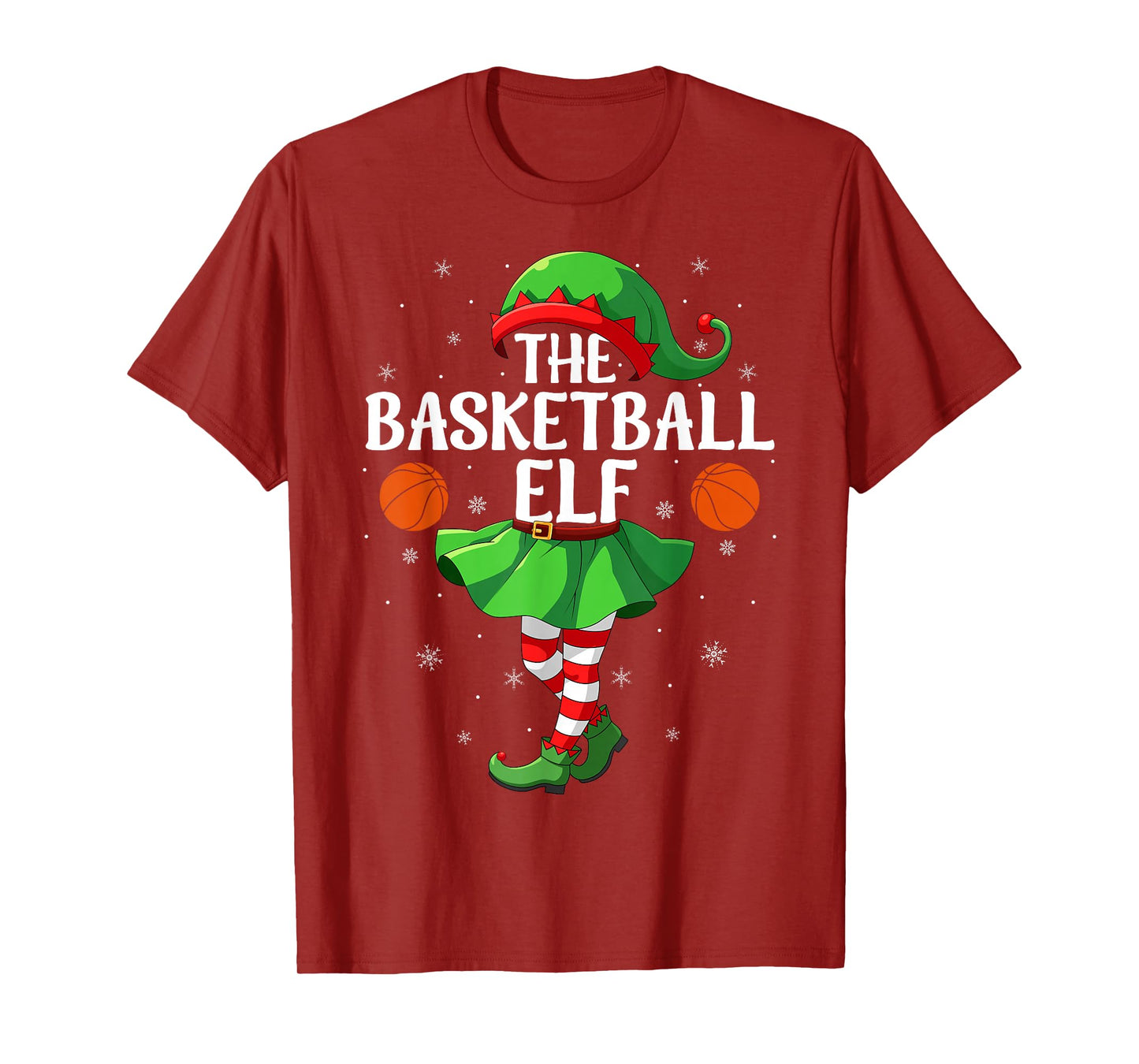 Basketball Elf Christmas Girls Women Elf Squad Xmas Family T-Shirt
