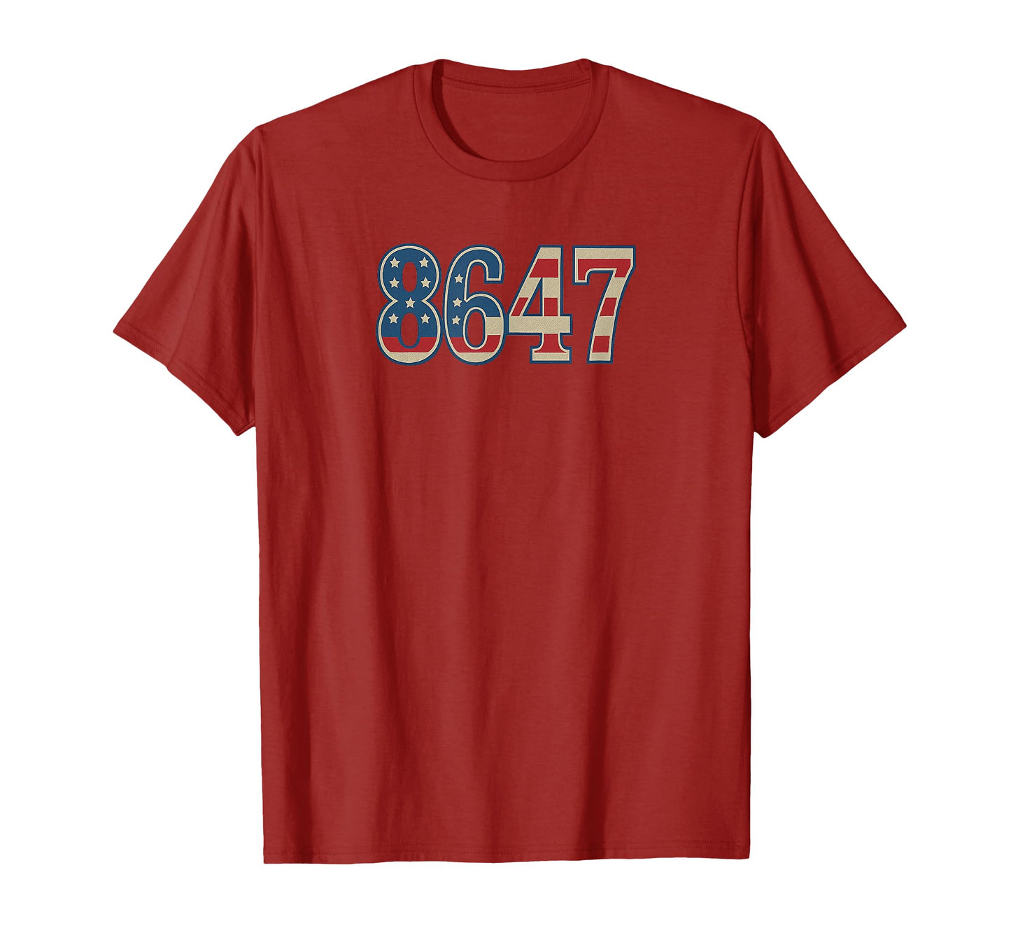 8647 USA Flag, American Centered Text T-Shirt