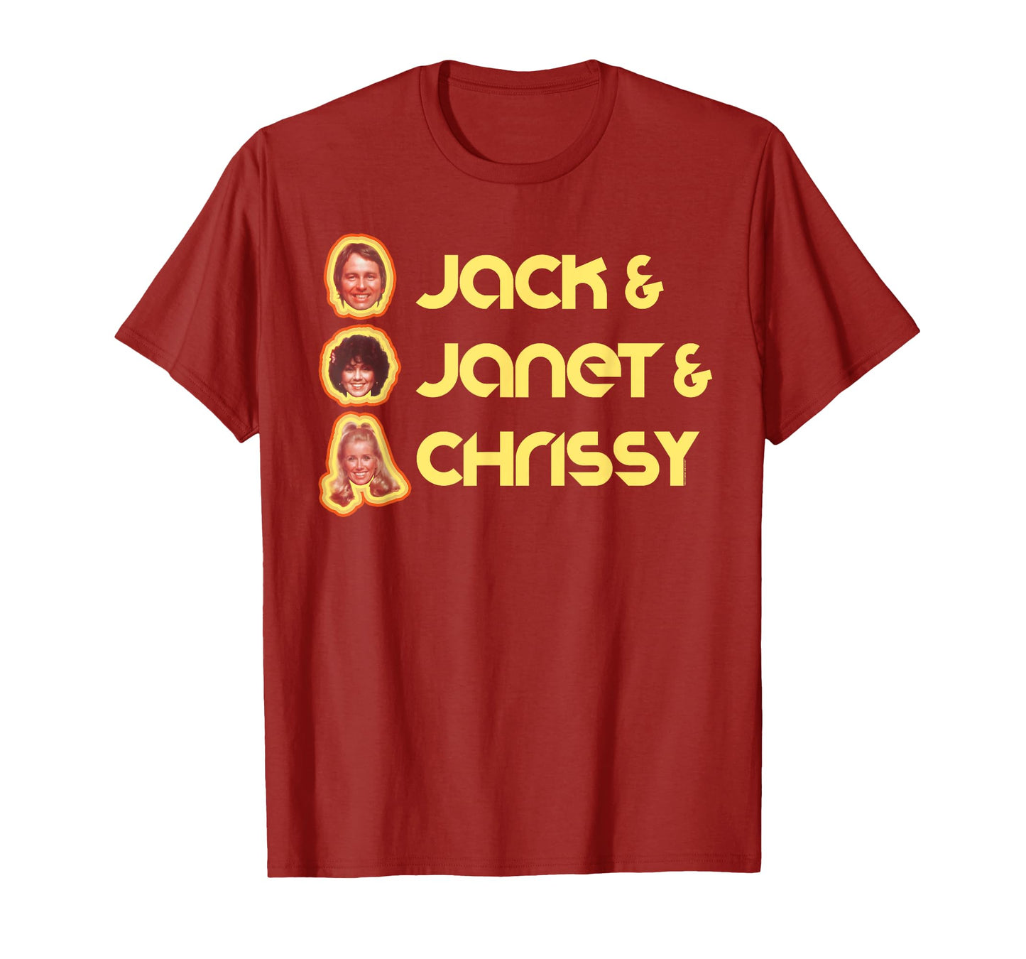 Jack & Janet & Chrissy Three's Company Roommate Faces Retro T-Shirt