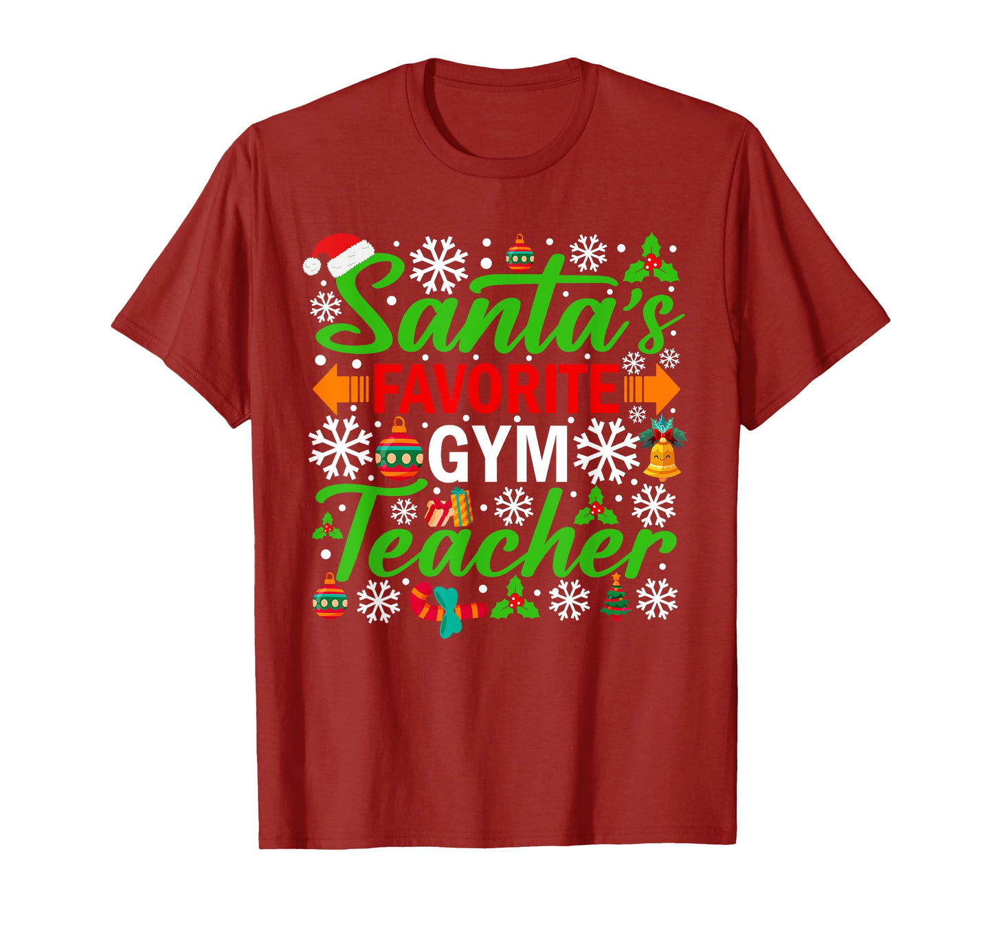 Santa's Favorite Gym Teacher Shirt Funny Christmas Xmas T-Shirt