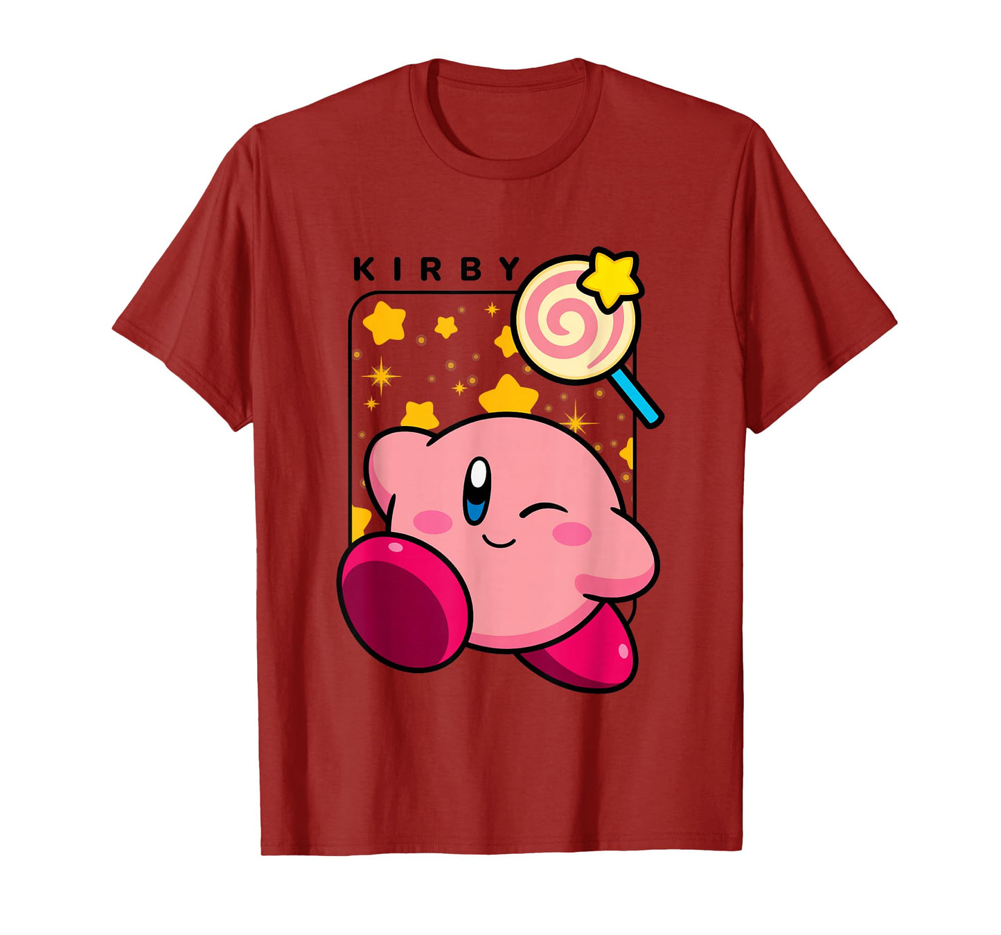 Kirby Lollipop & Stars Big Cute Nintendo Portrait T-Shirt