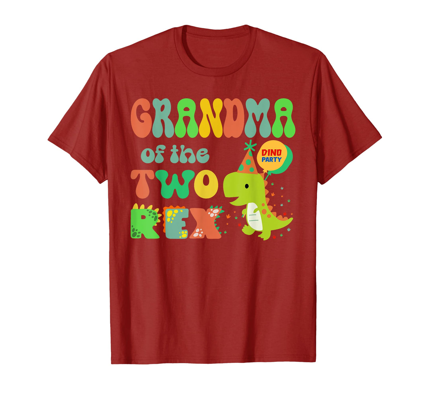 Grandma of the Two Rex Birthday Dinosaur Family Matching T-Shirt