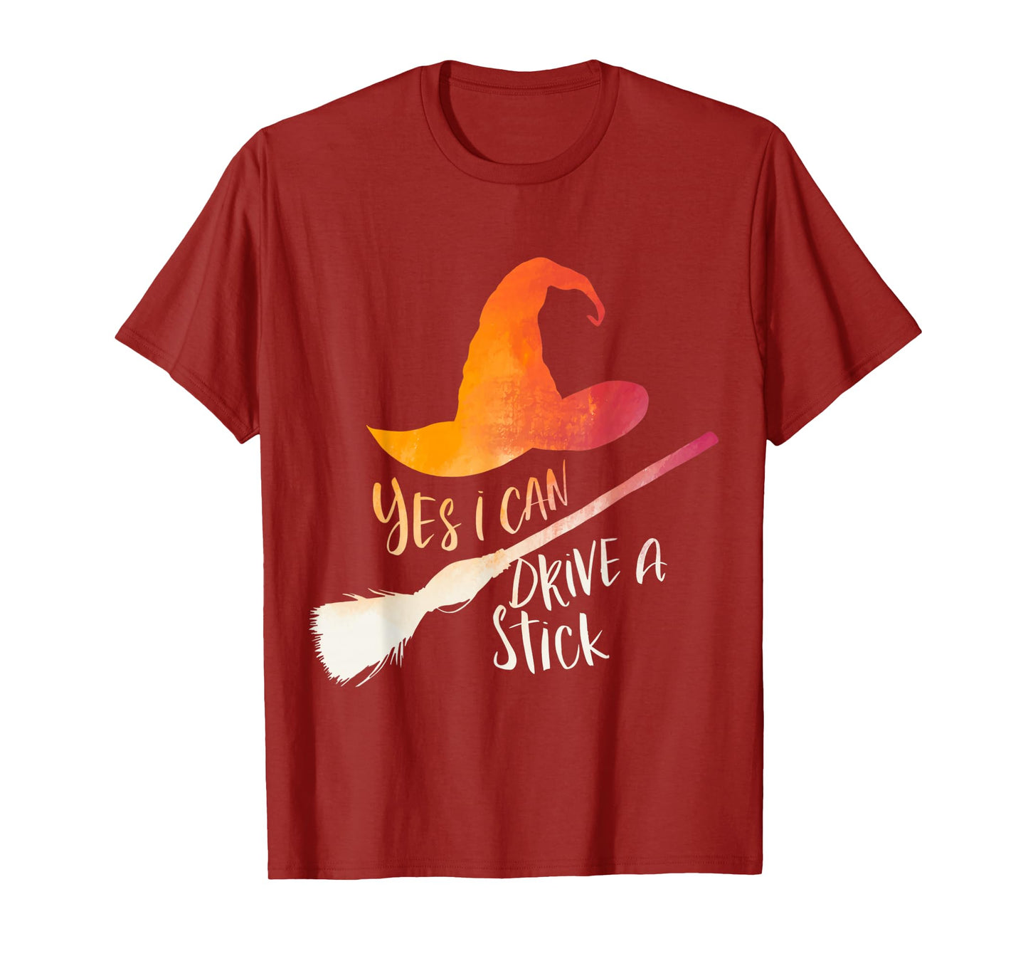 Yes I Can Drive A Stick Funny Halloween Spooky Witch T-Shirt