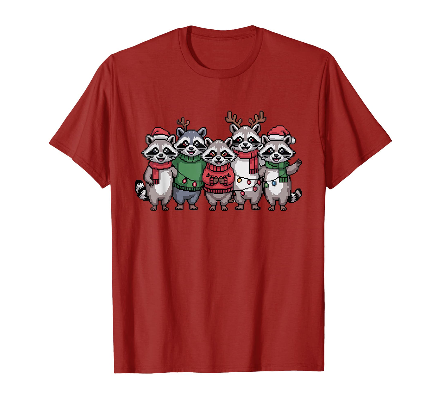 Christmas Lights Raccoon Santa Funny Xmas Tree for Men Women T-Shirt
