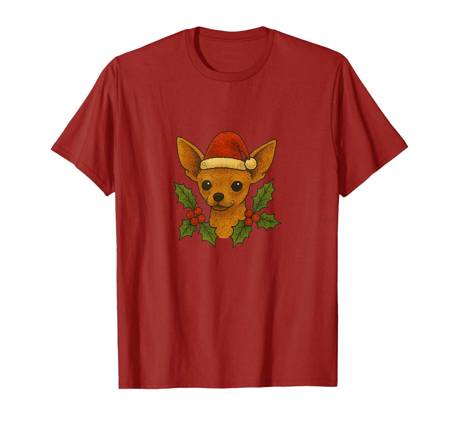 Christmas Chihuahua Holiday Lights Santa Hat Winter Festive T-Shirt