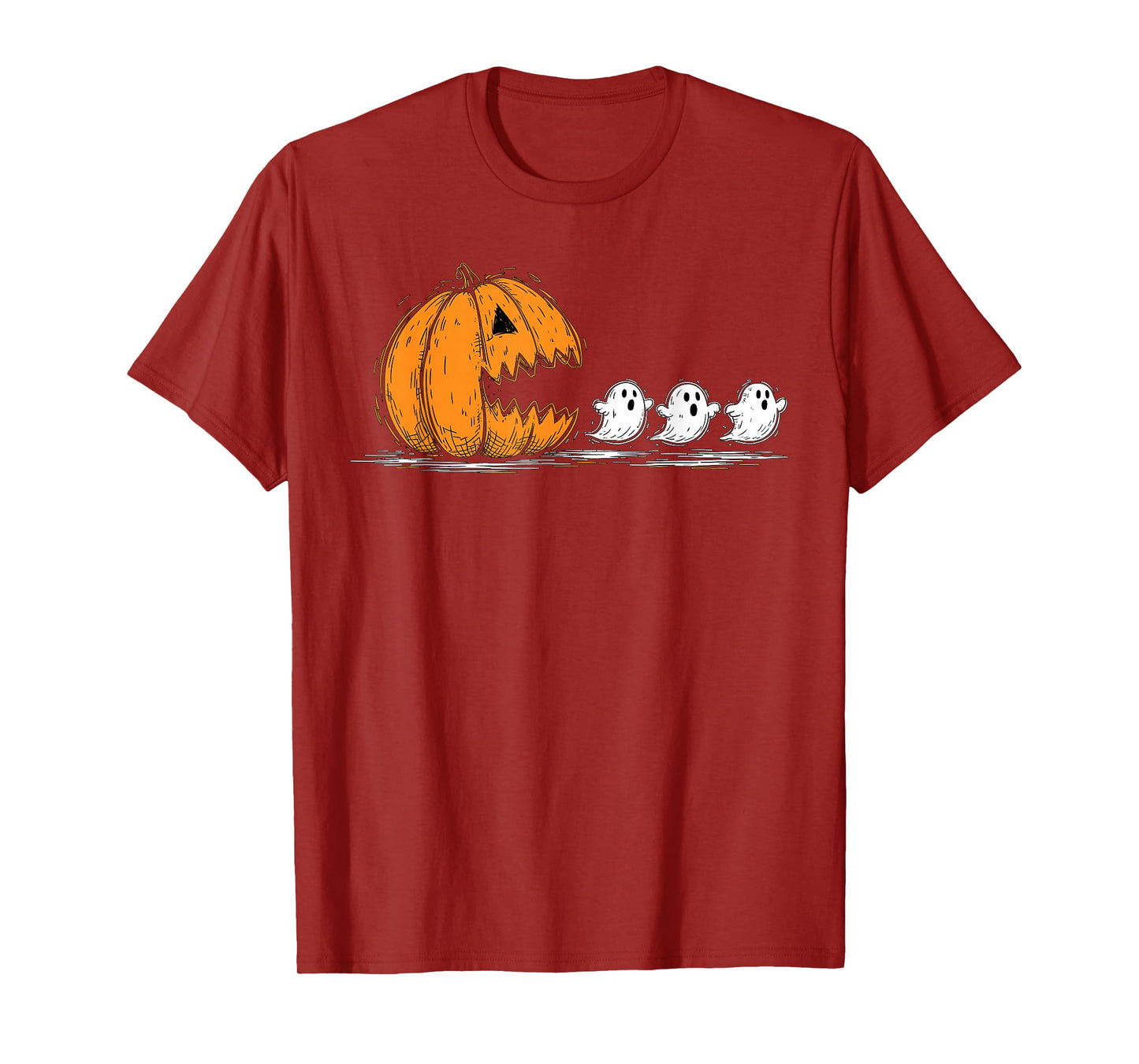 Pumpkin Chasing Ghosts Funny Spooky Halloween Costume T-Shirt