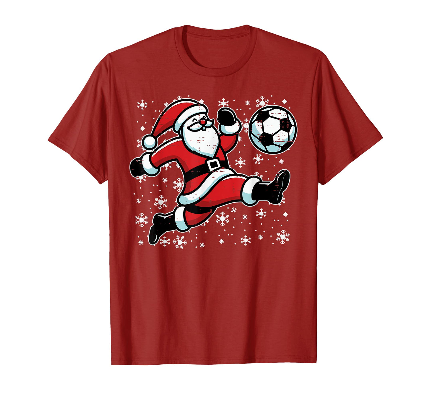 Christmas Santa Football Kick Xmas Soccer Men Boys Kid Youth T-Shirt
