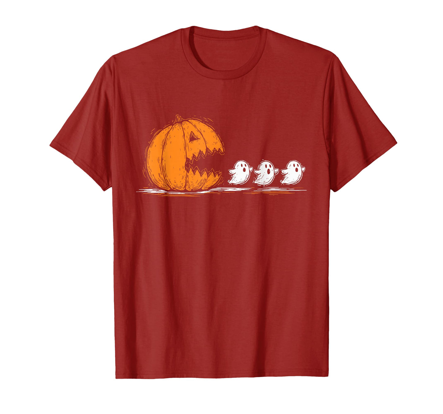 Vintage Funny Halloween Pumpkin Chasing Ghost Spooky Season T-Shirt