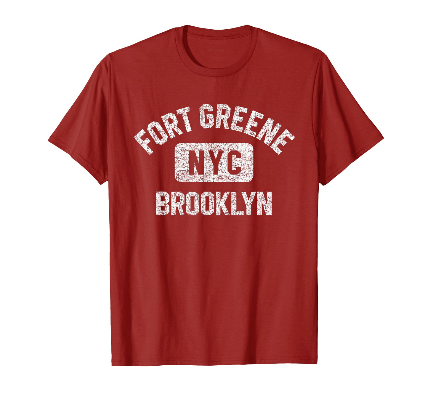 Fort Greene Brooklyn NYC Gym Style Distressed White Print T-Shirt