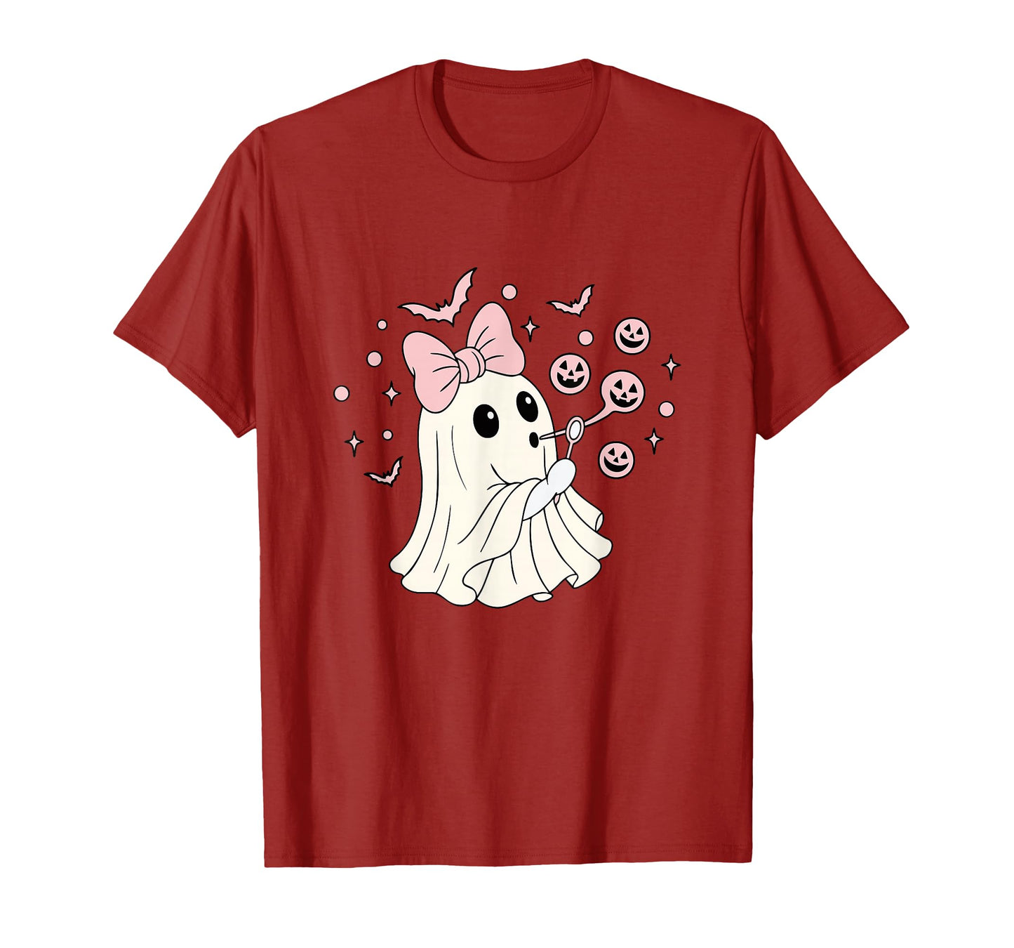 Coquette Ghost Blowing Bubble Halloween Boo-JEE Ghost Womens T-Shirt