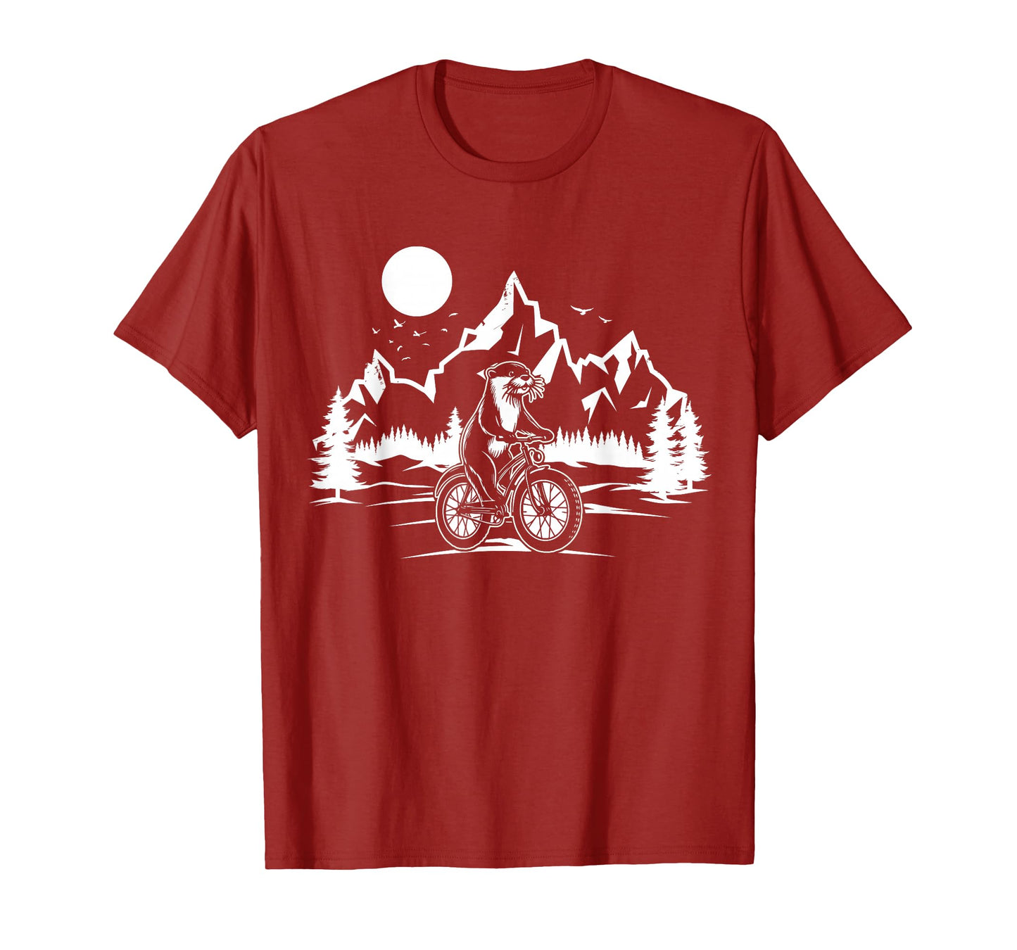 Otter Riding Bicycle Vintage Mountain Biking Otter Biker T-Shirt