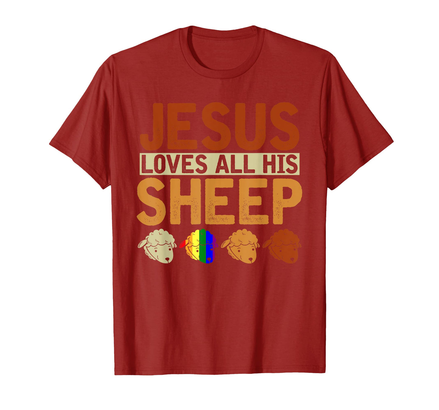 Jesus Loves All His Sheep Christianity Rainbow LGBT Jesus T-Shirt