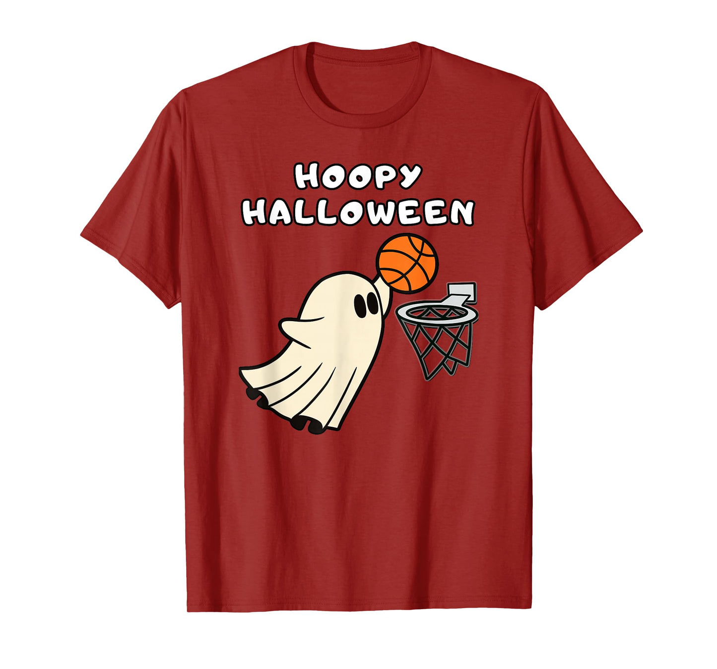 Hoopy Halloween Basketball Ghost Slam Dunk Basketball Hoop T-Shirt