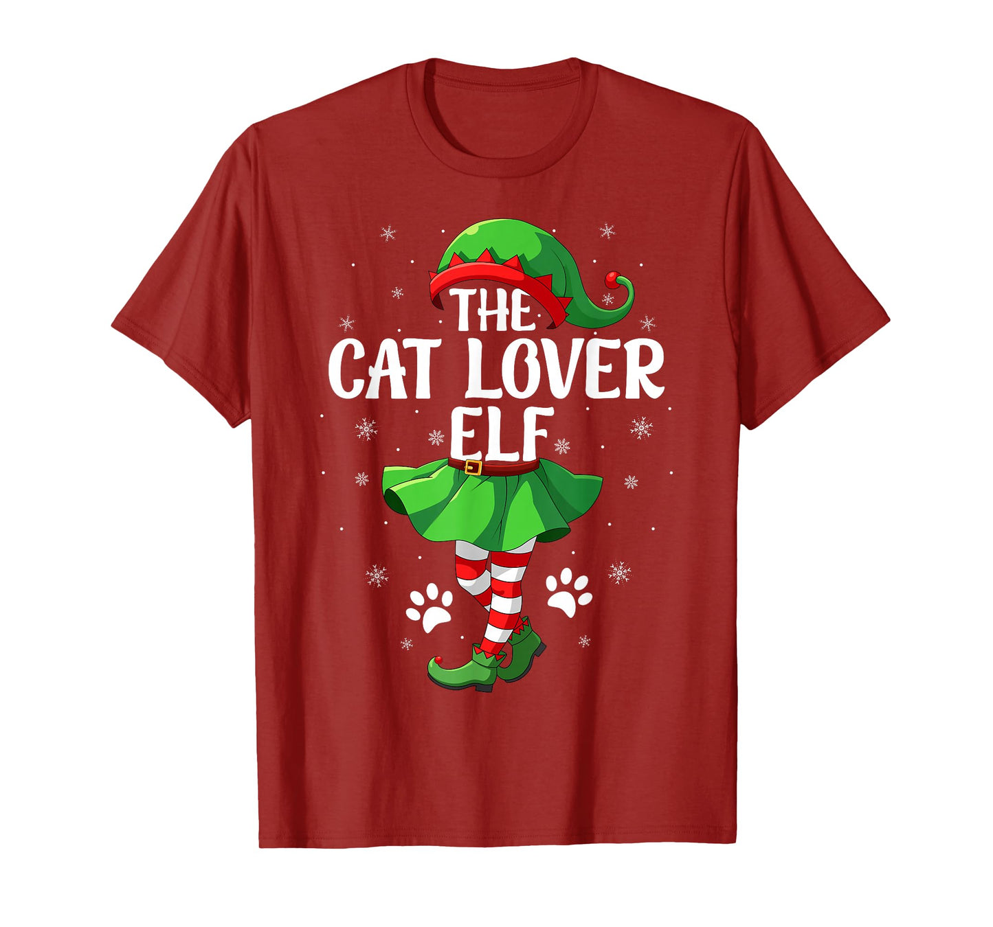 Cat Lover Elf Christmas Girls Women Elf Squad Xmas Family T-Shirt