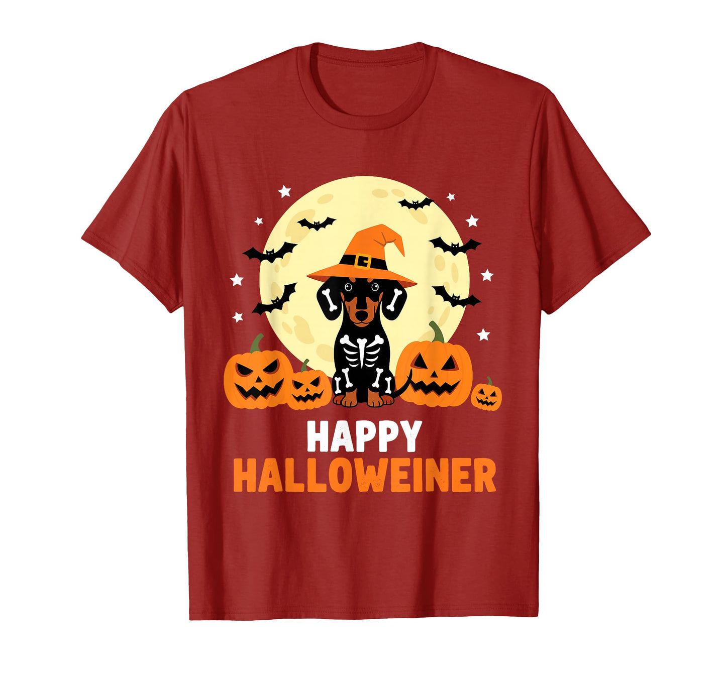 Happy Halloweiner Funny Halloween Dachshund Witch Skeleton T-Shirt