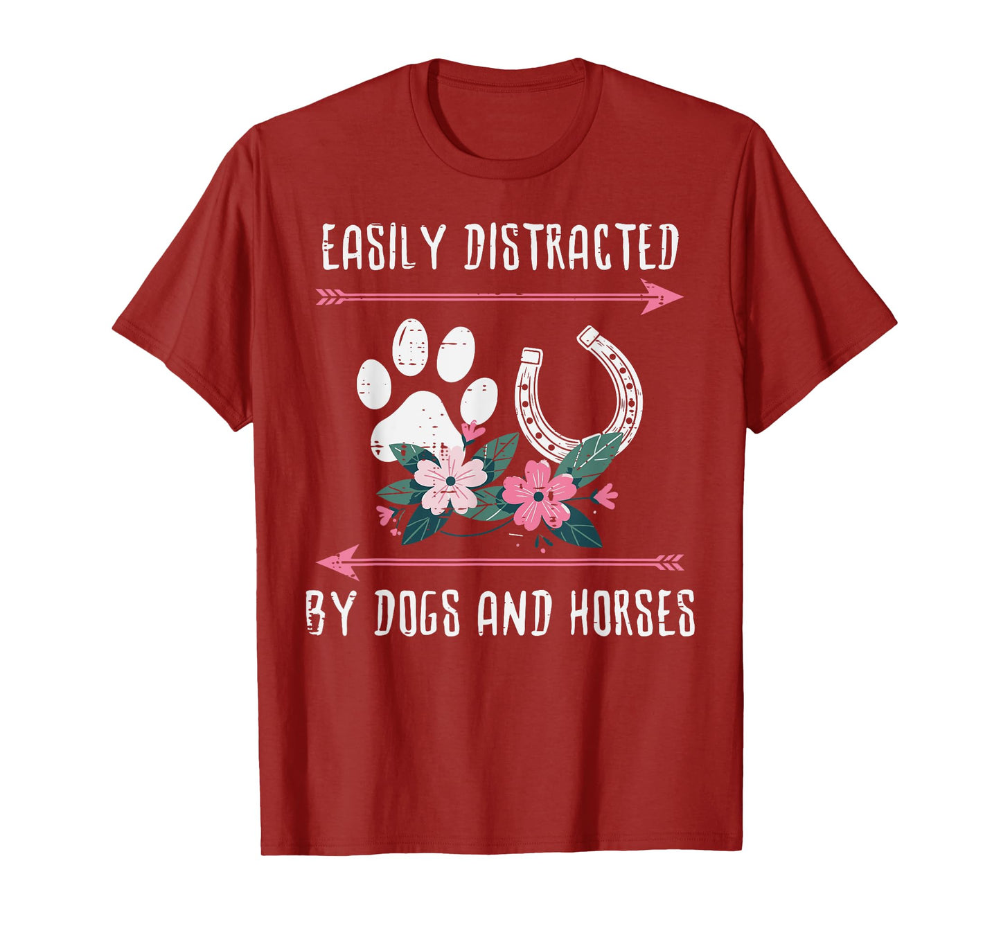 Easily Distracted Dogs Horses Equestrian Women Girls Kids T-Shirt