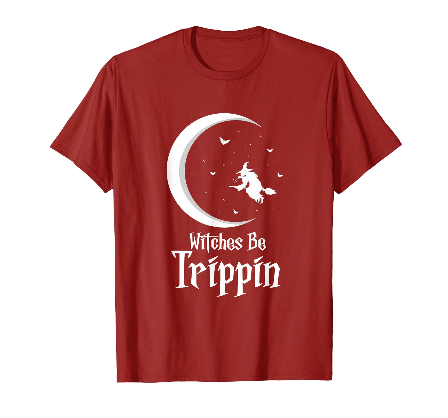 Witches Be Trippin Funny Retro Halloween Witch Flying Moon T-Shirt