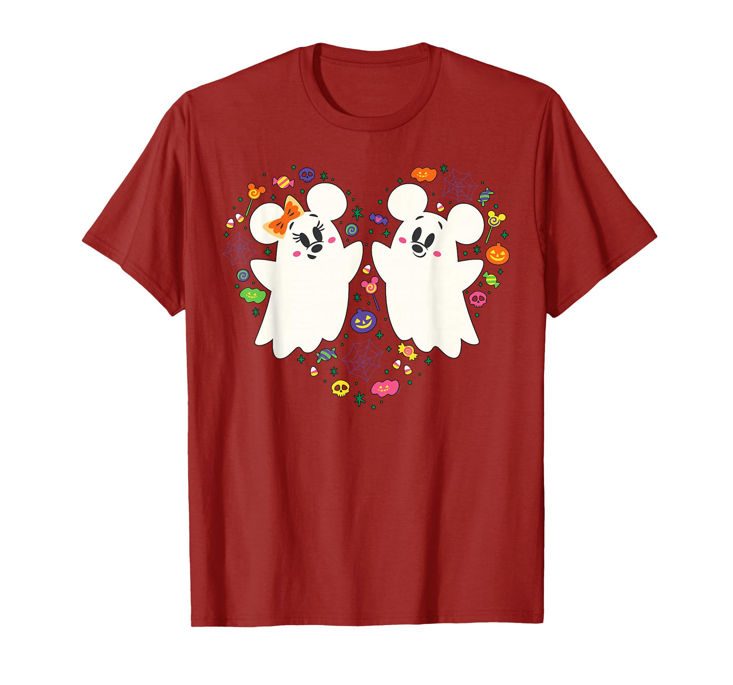 Disney Mickey and Minnie Cute Little Ghosts Halloween Heart T-Shirt