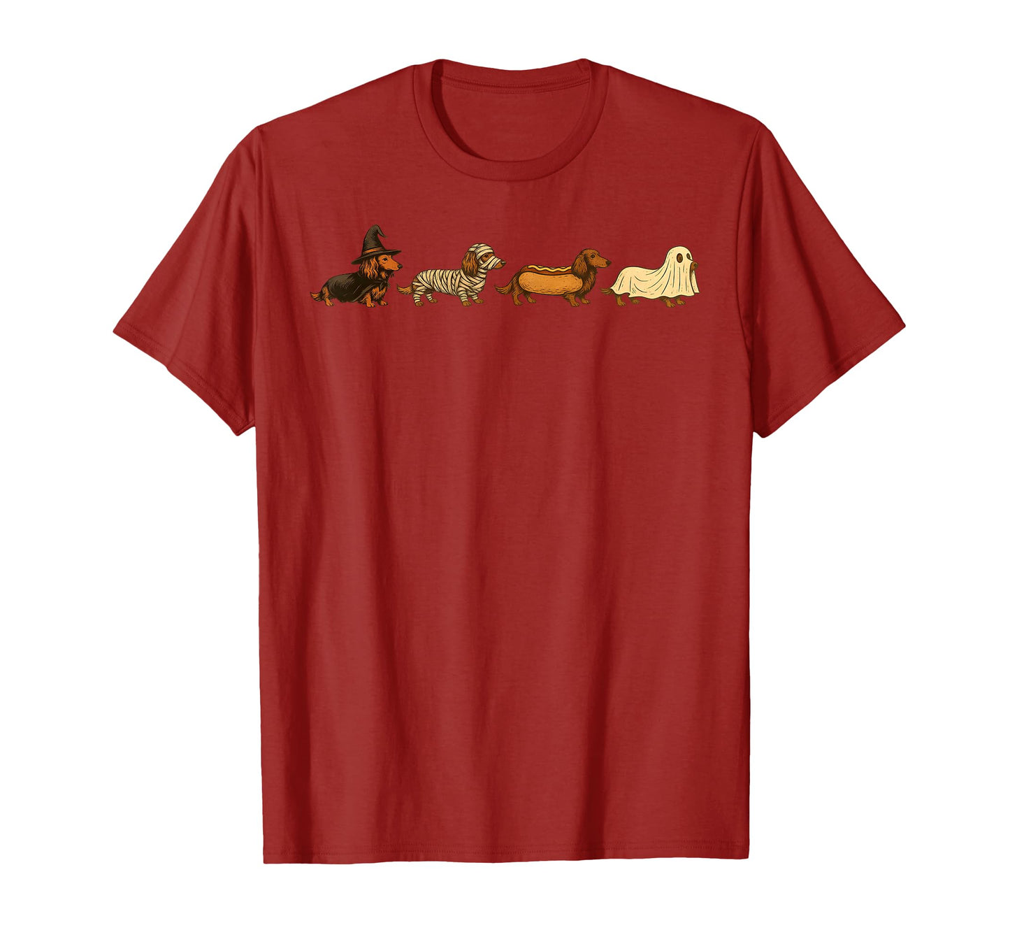 Dachshund Dog Witch Happy Halloweenie Spooky Season T-Shirt