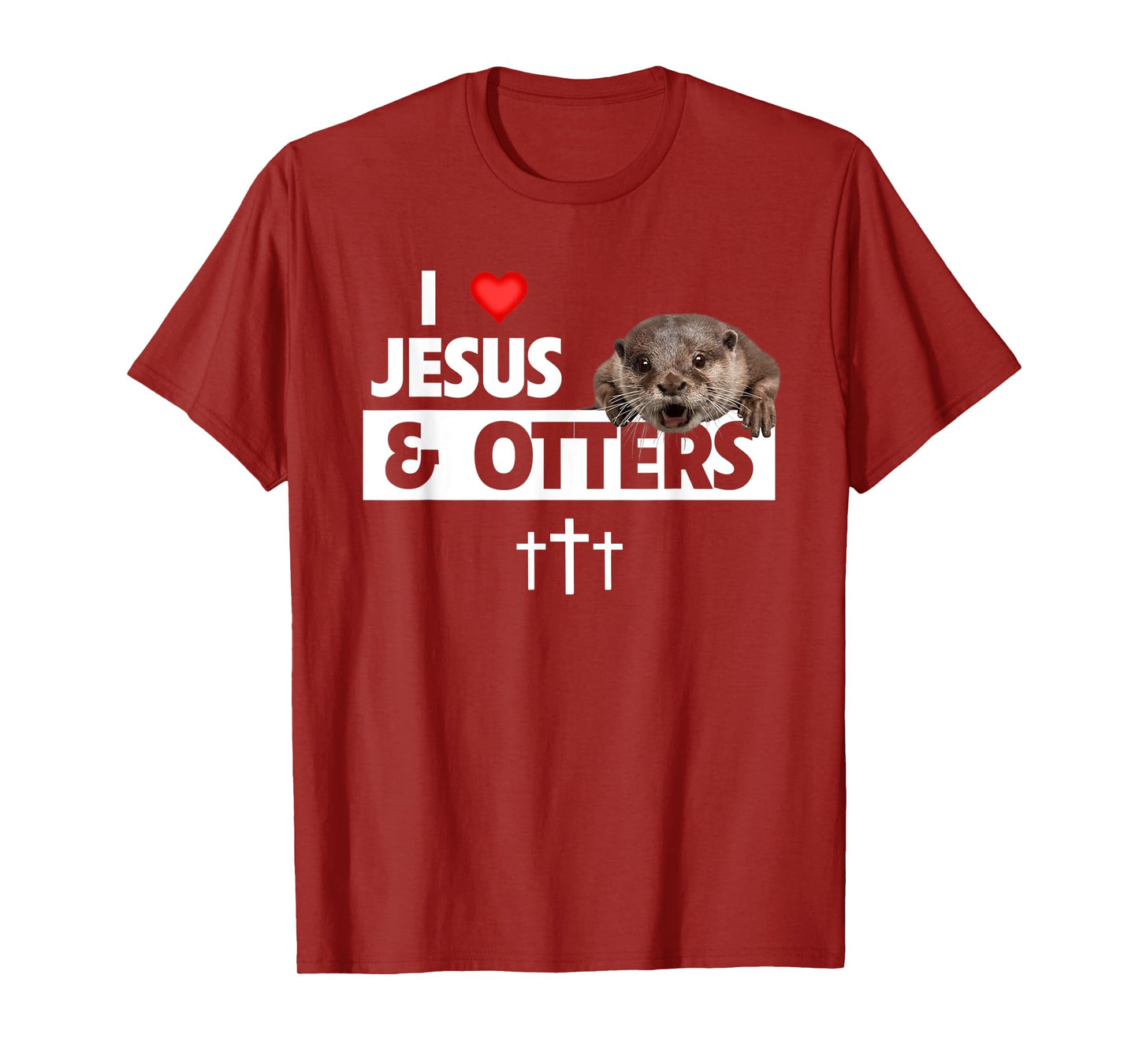 I Love Jesus And Otters Zoo Wildlife Nature Christian Bible T-Shirt