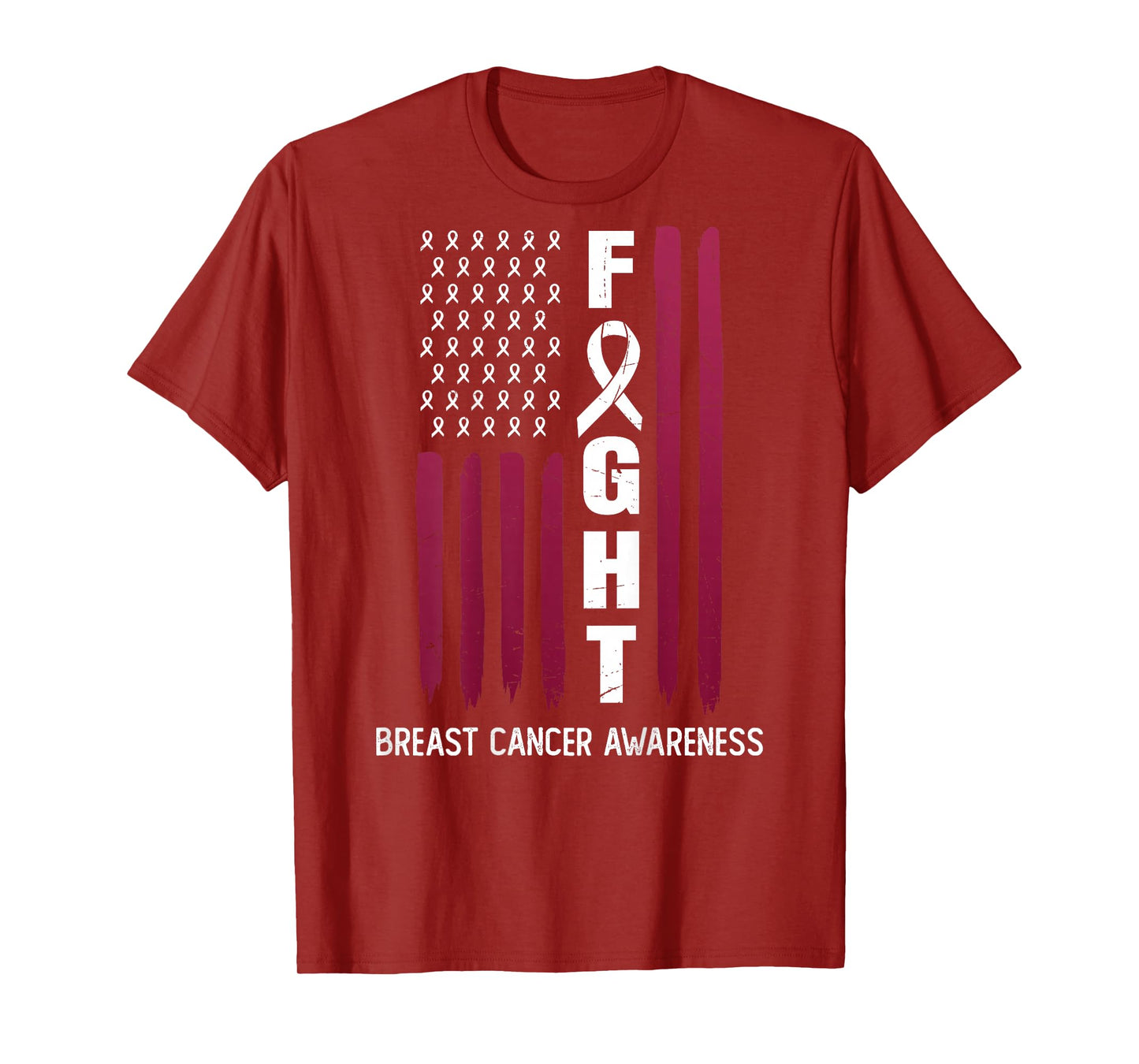 USA Pink Flag Breast Cancer Awareness Month - On Back T-Shirt