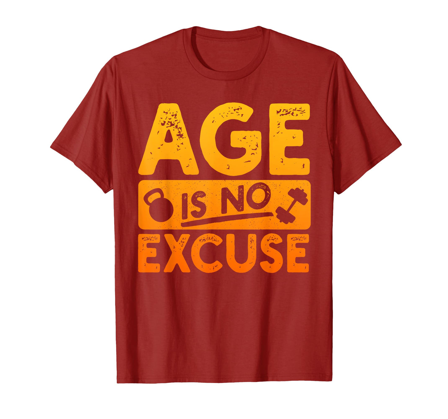 Senior Athlete Old Man Fitness Gym Bodybuilder Age Is No Excuse Weightlifter Motivation Black Unisex Classic Modern Crew Neck Short Sleeve T-Shirt
