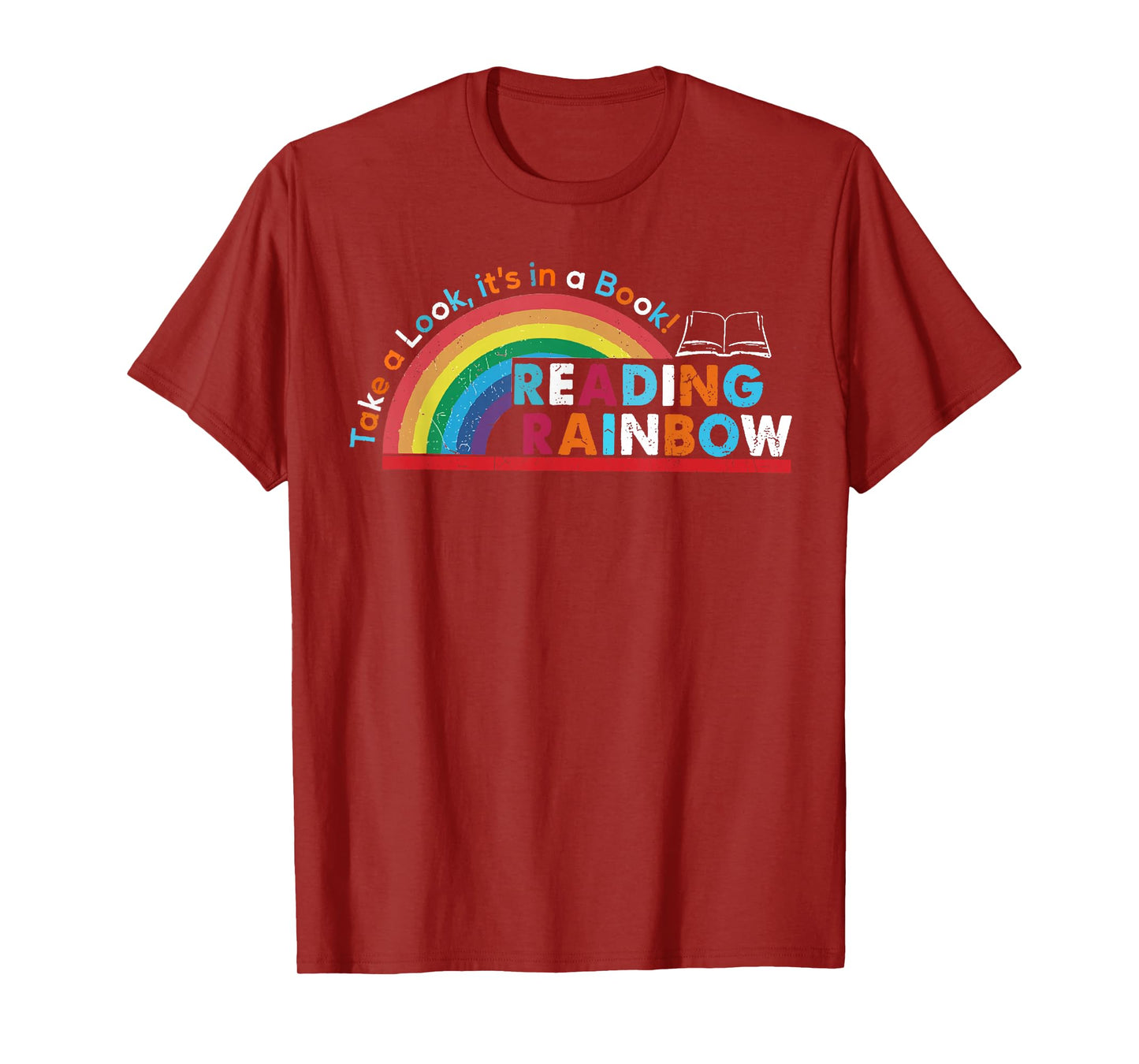 Take A Look A Book Vintage Reading Librarian rainbow T-Shirt