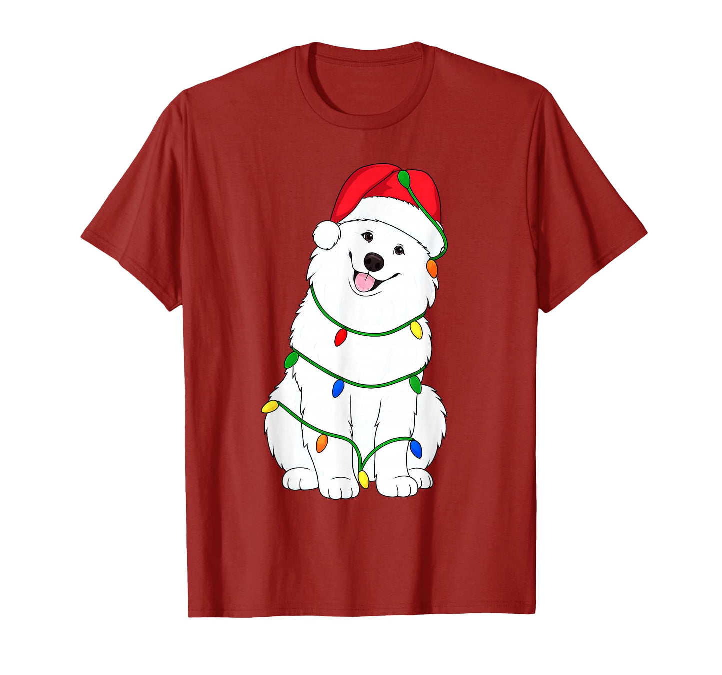 Samoyed Christmas Tree Lights Holiday Dog Lover T-Shirt