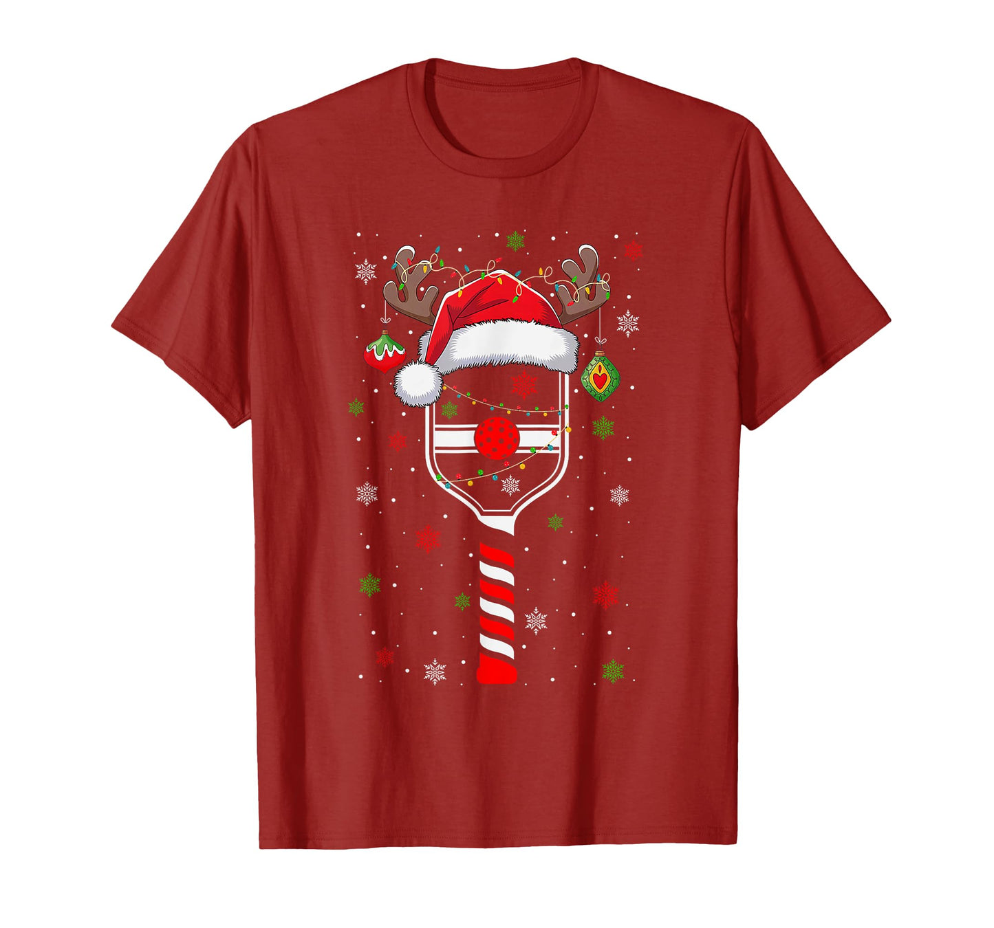 Funny Pickleball Player Christmas Holiday Reindeer Xmas T-Shirt