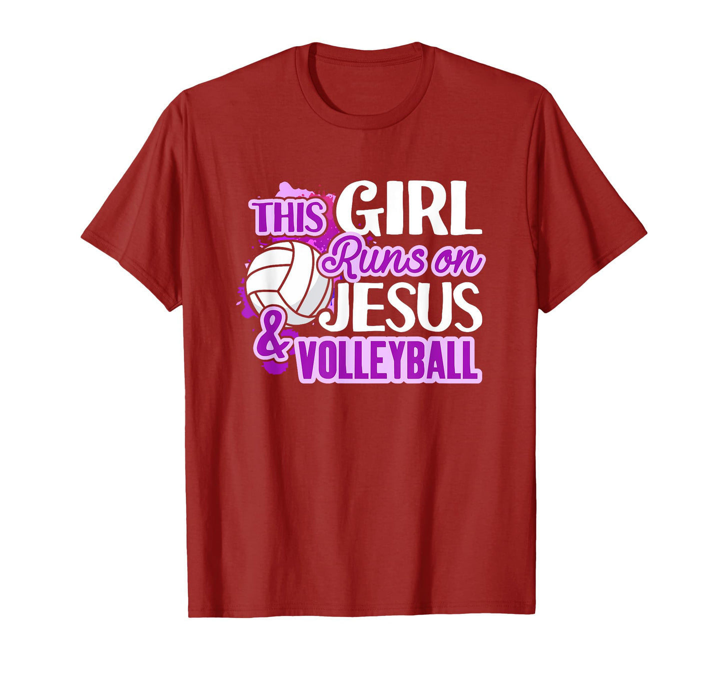 This Girl Runs On Jesus And Volleyball Christian Squad Gift T-Shirt