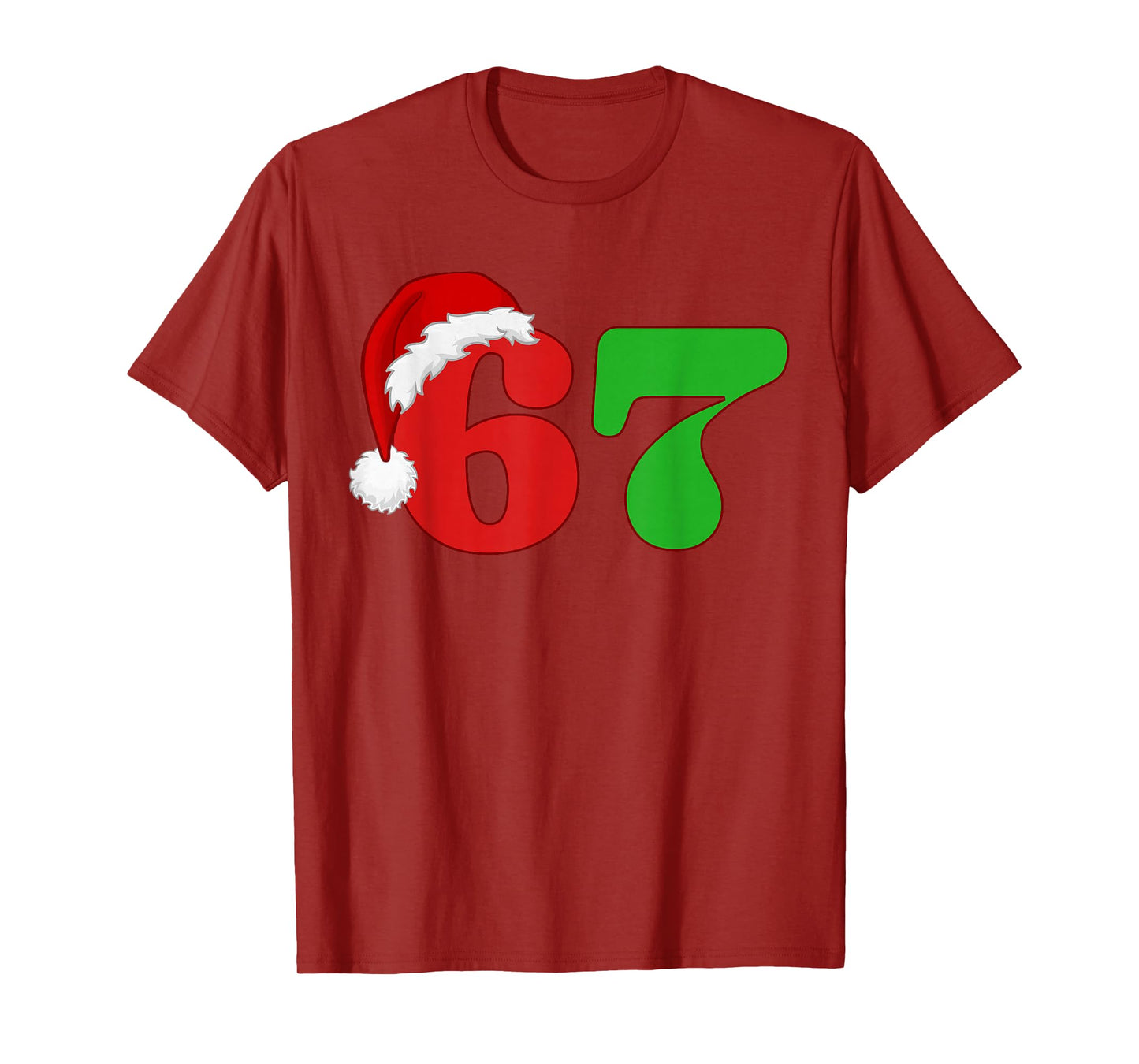67 Christmas Funny Six Seven Meme Brainrot Santa Hat Boys T-Shirt
