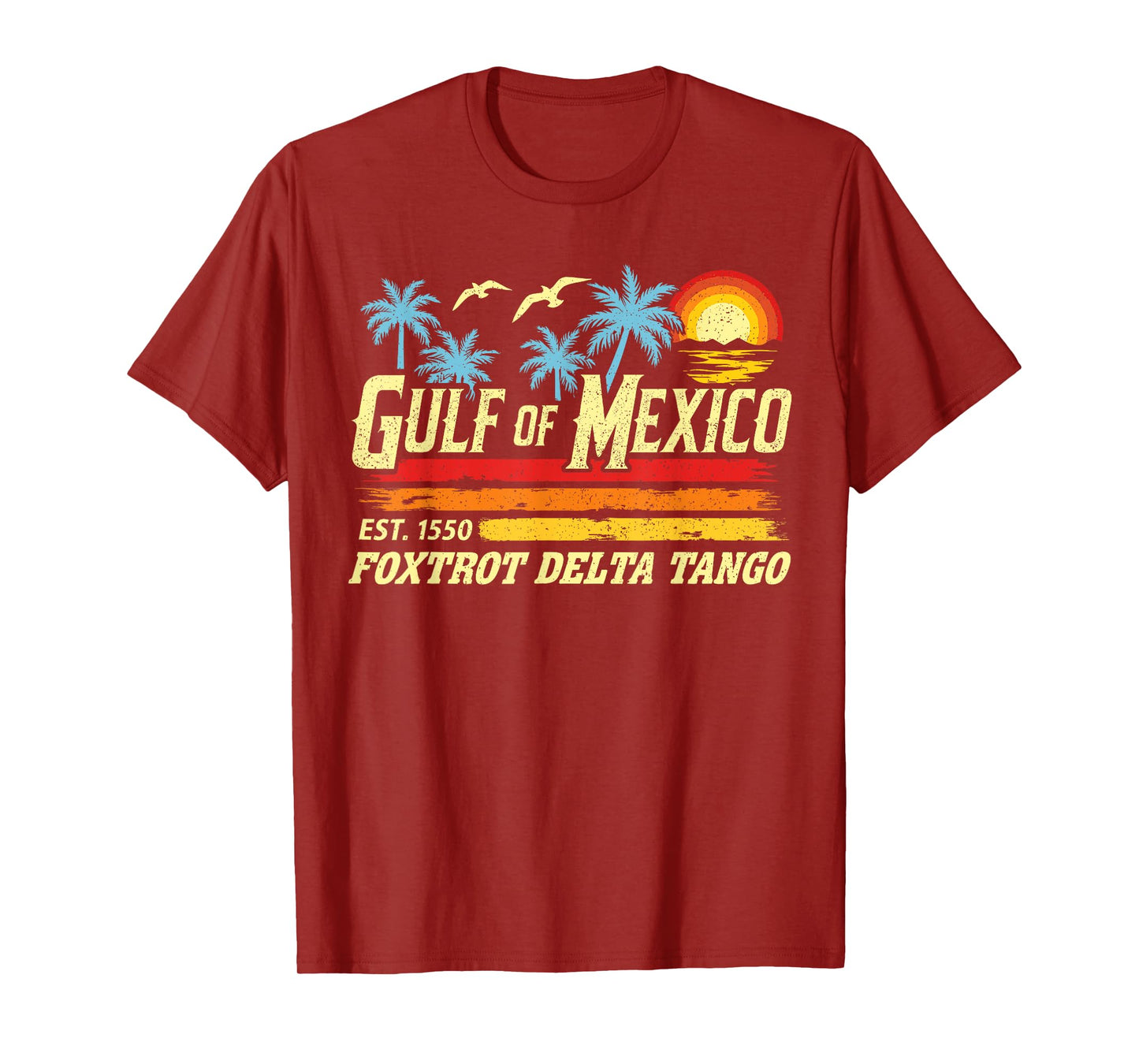 Gulf Of Mexico 1550 Retro Beach Funny Foxtrots Delta Tangos T-Shirt