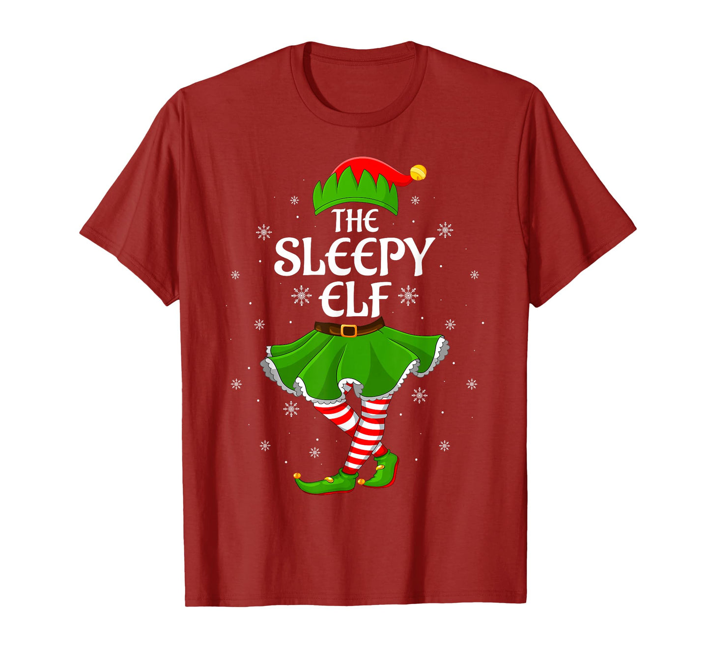 Sleepy Elf Christmas Family Girls Women Elf Squad Xmas T-Shirt