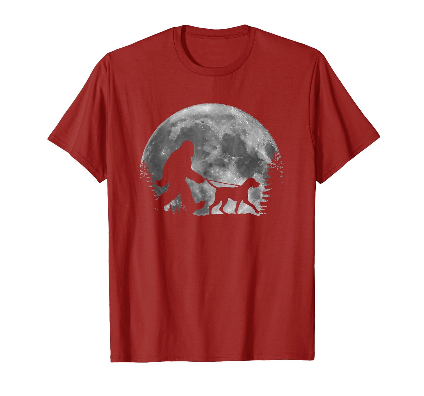 Bigfoot Walking a Dog German Shorthaired Pointer Halloween T-Shirt