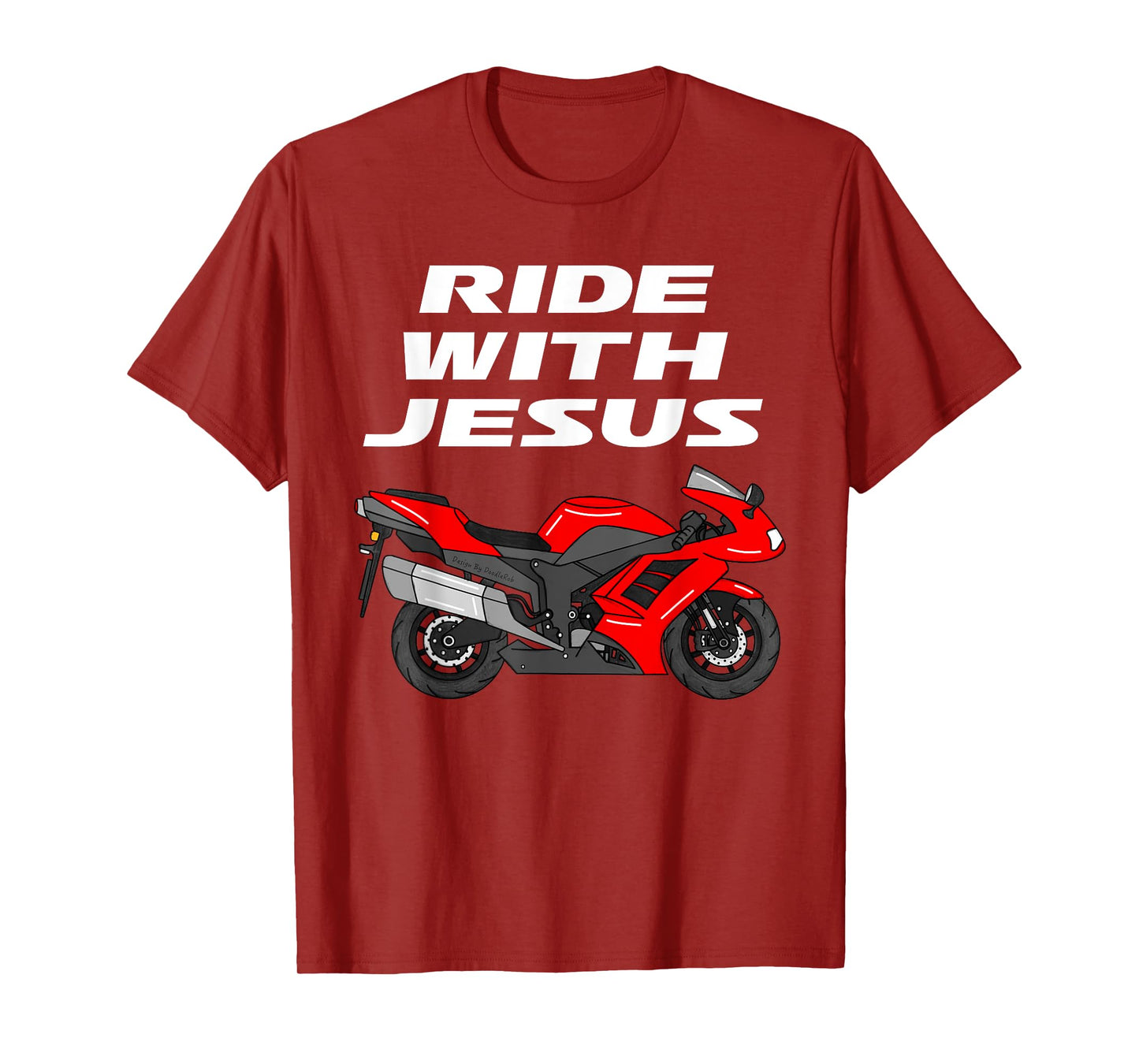 Ride With Jesus, Motorbike Motorcycle Christian Motorcyclist T-Shirt