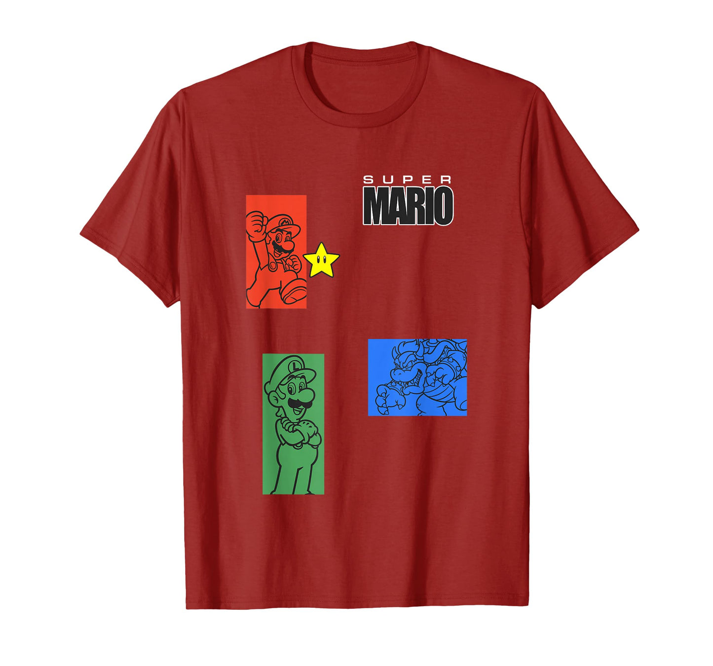 Super Mario Luigi & Bowser Color Trio Panels T-Shirt