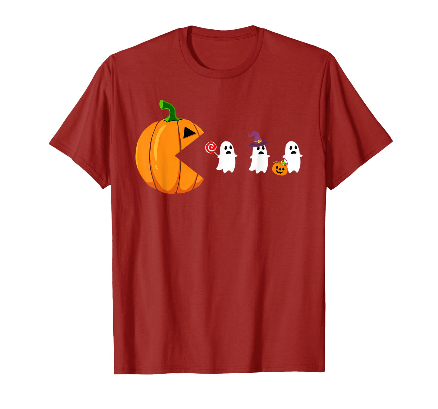 Halloween Gamer Pumpkin Eating Ghost Costume Men Boys Kids T-Shirt